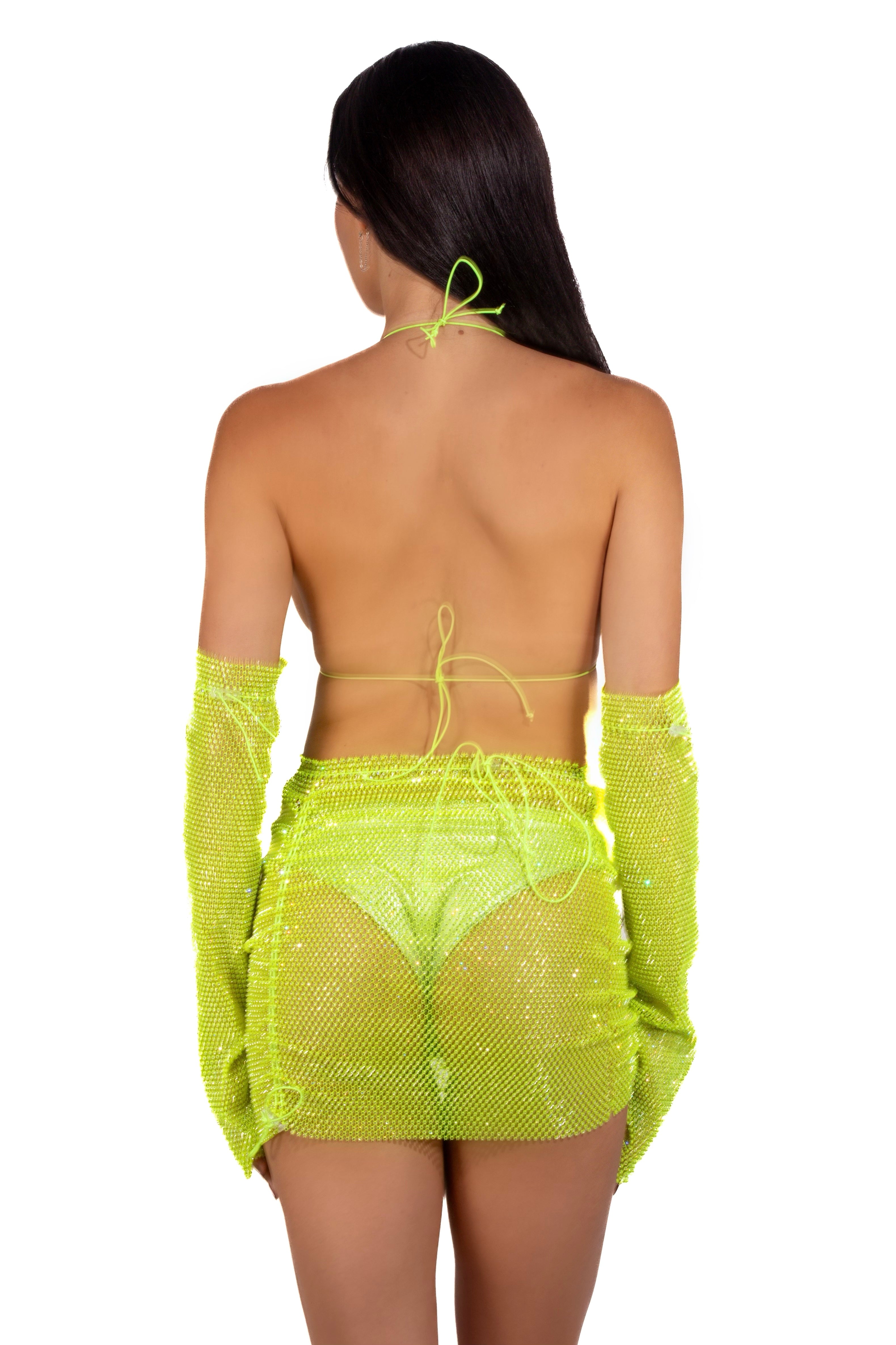 Mesh Fishnet Skirt- Neon Green