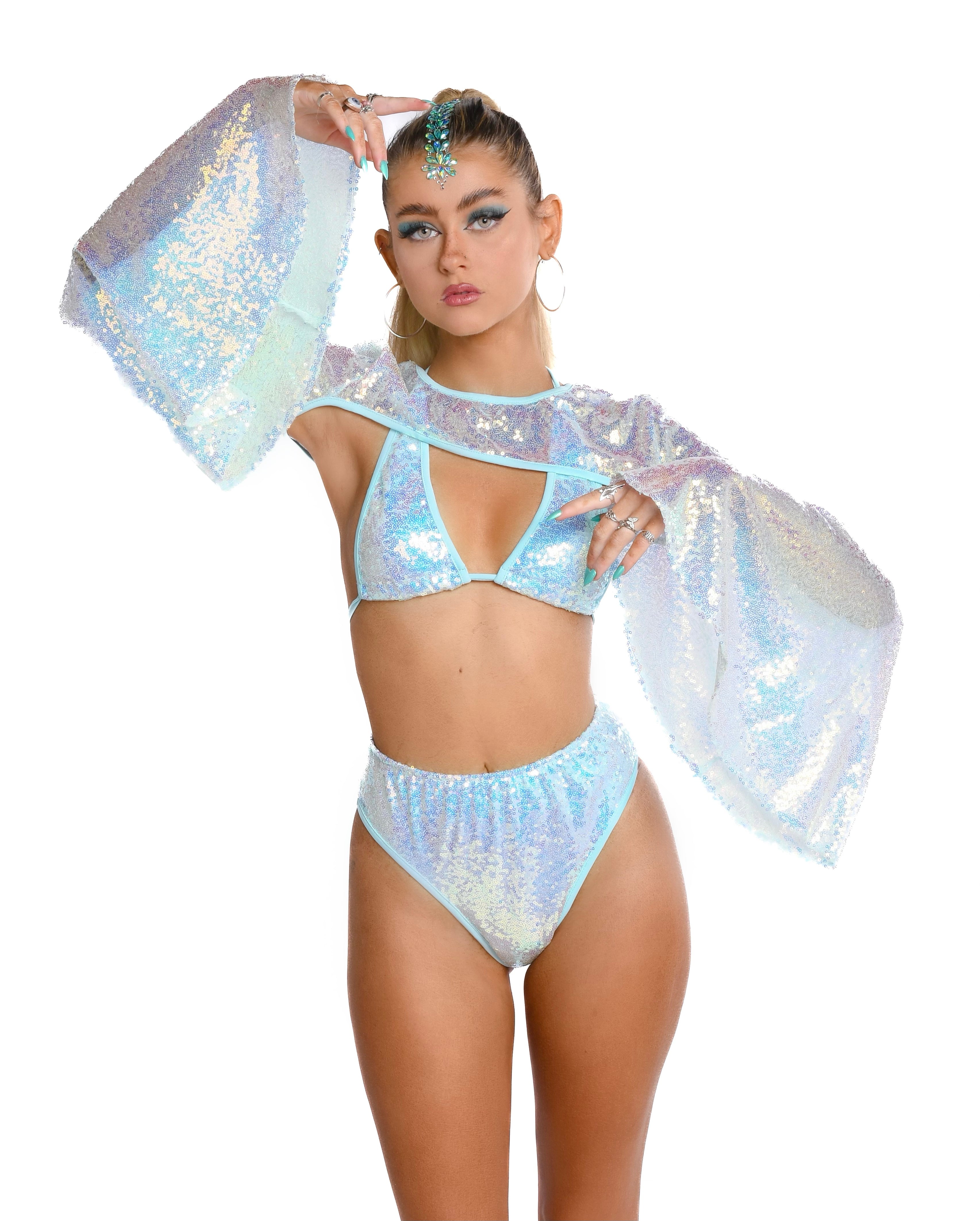 FULL OUTFIT - Aqua Goddess Sequin Set