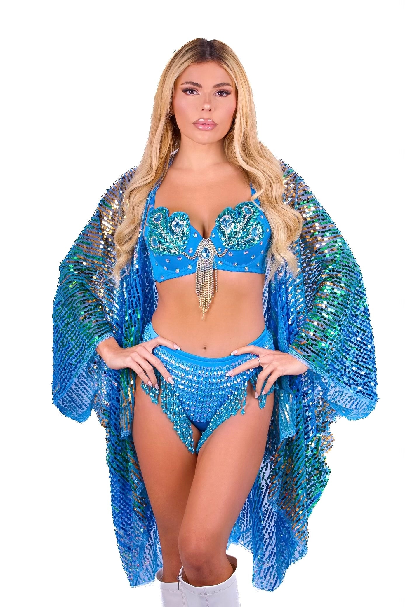 FULL OUTFIT- Blue Peacock Diva (3 pcs)