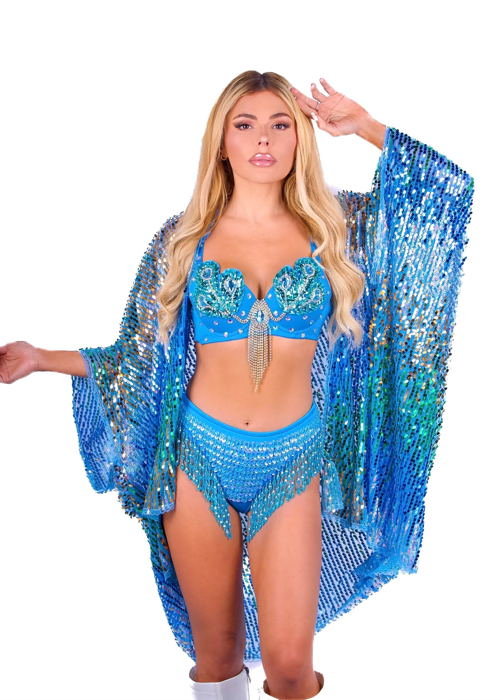 FULL OUTFIT- Blue Peacock Diva (3 pcs)