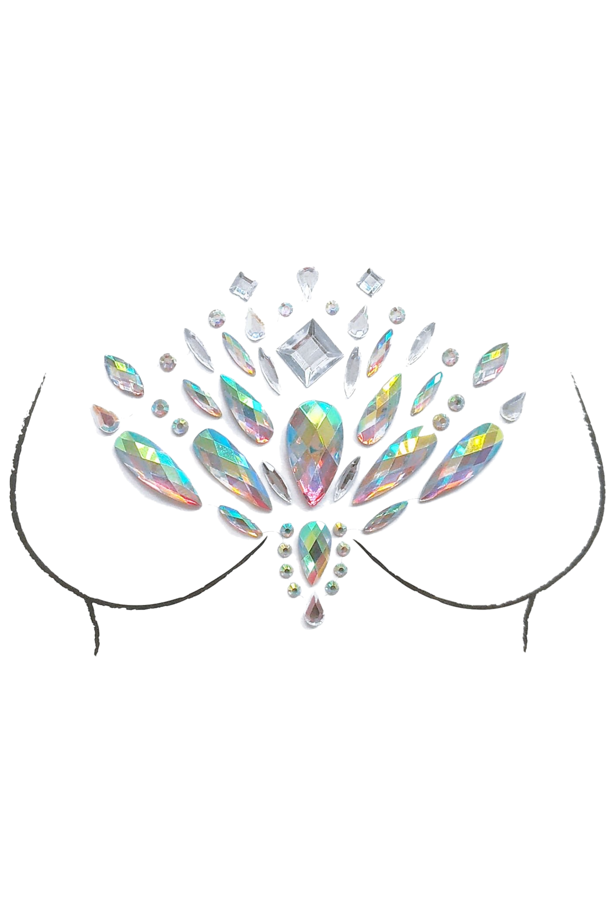 Playful Peacock Rhinestone Crystal Body Jewels, Chest Jewels