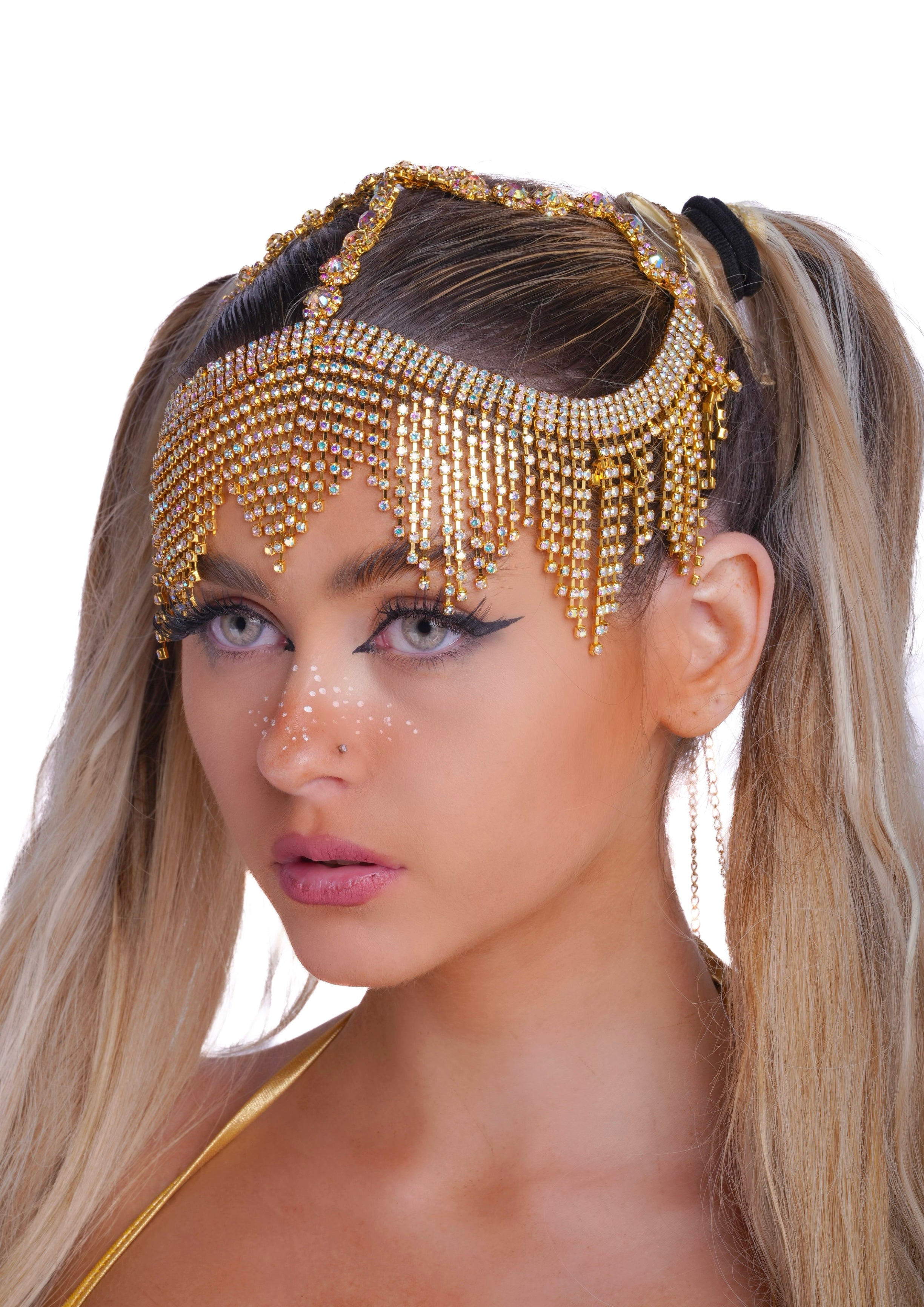 Gold Angel Rhinestone Head Jewelry