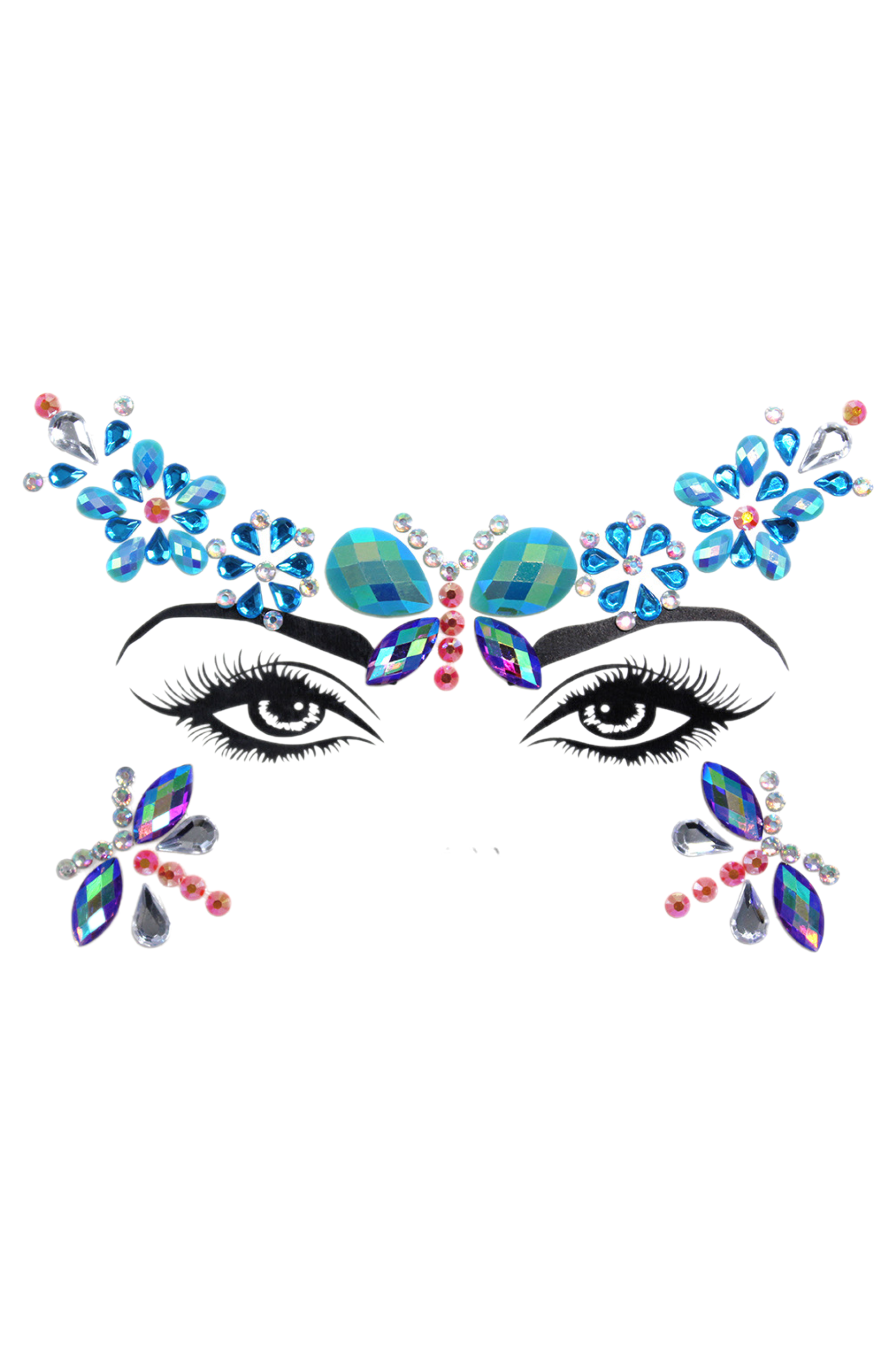 Blue Butterfly Rhinestone Crystal Face Jewels