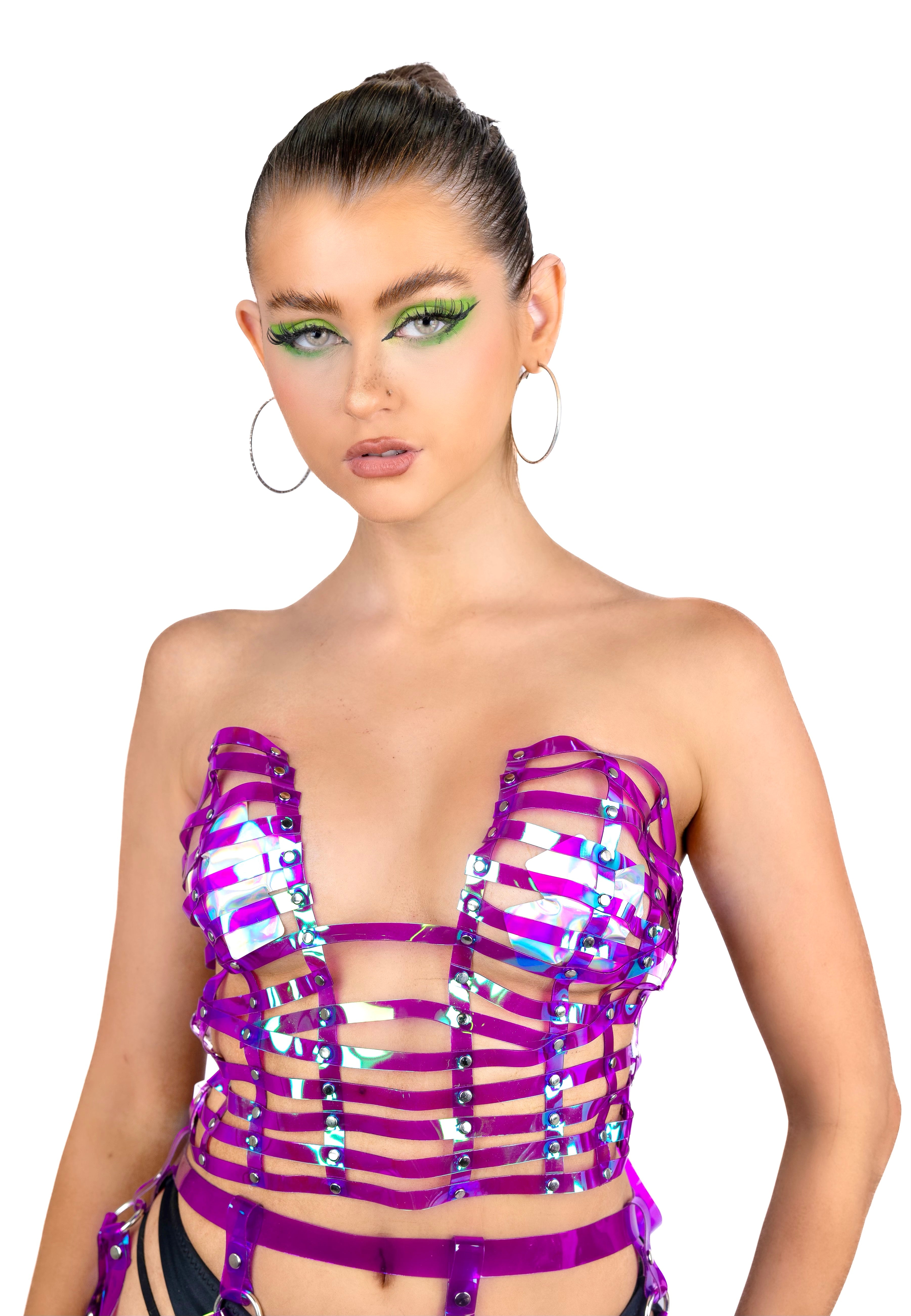 Amethyst Holographic Harness Top