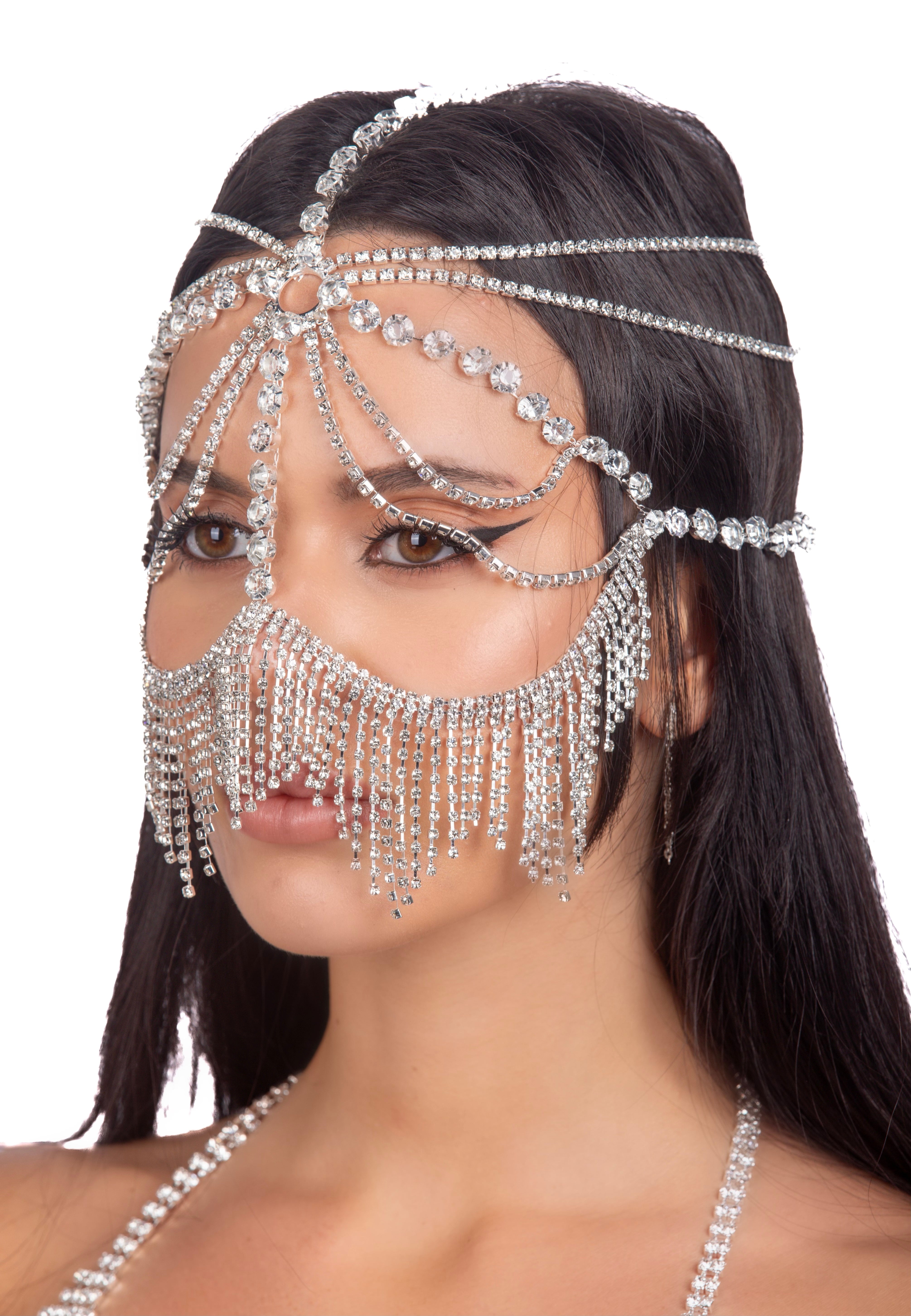 Silver Goddess Rhinestone Head Piece