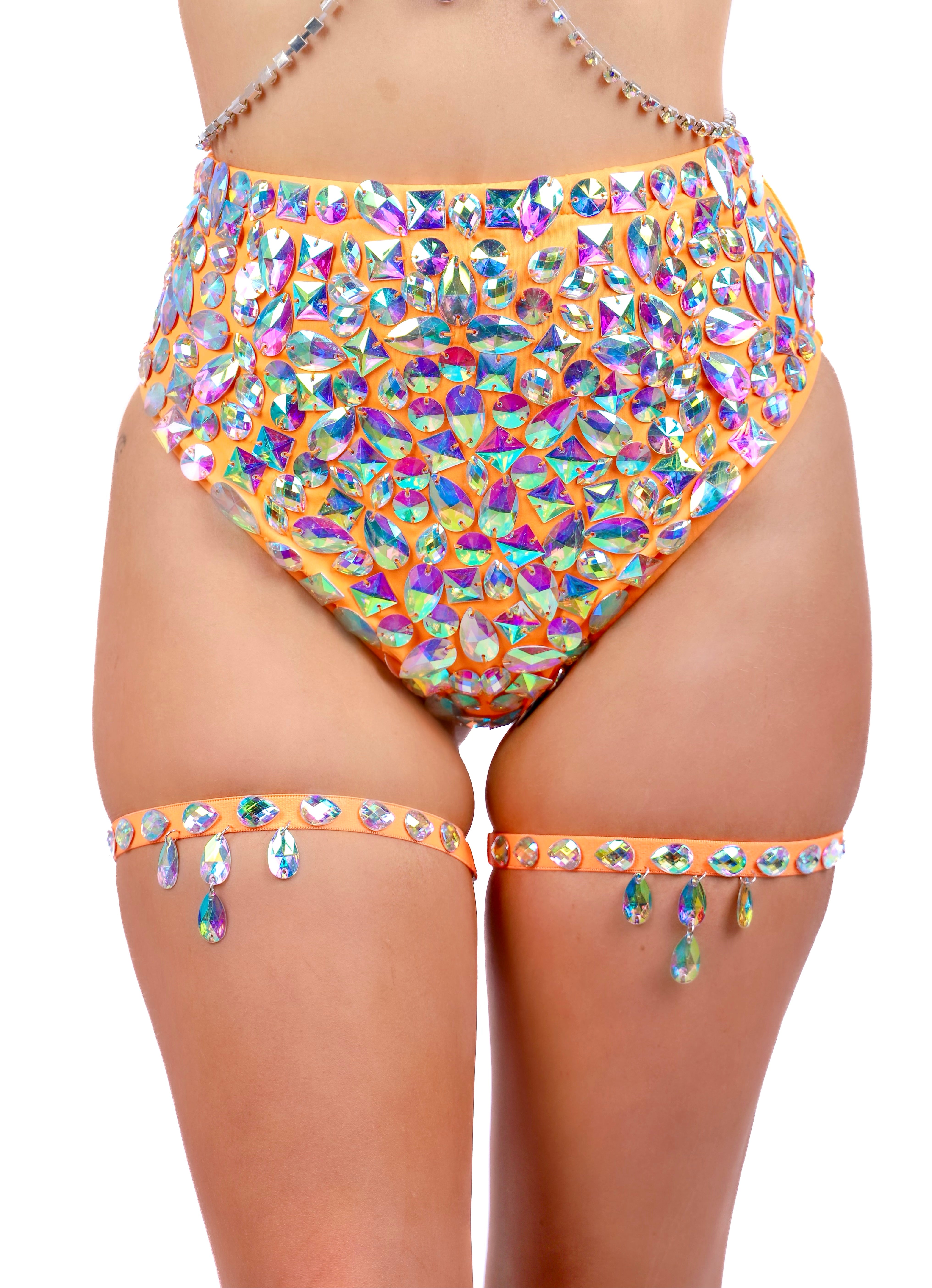Orange Rhinestone 2.0 Leg Wrap Set (2 pc)