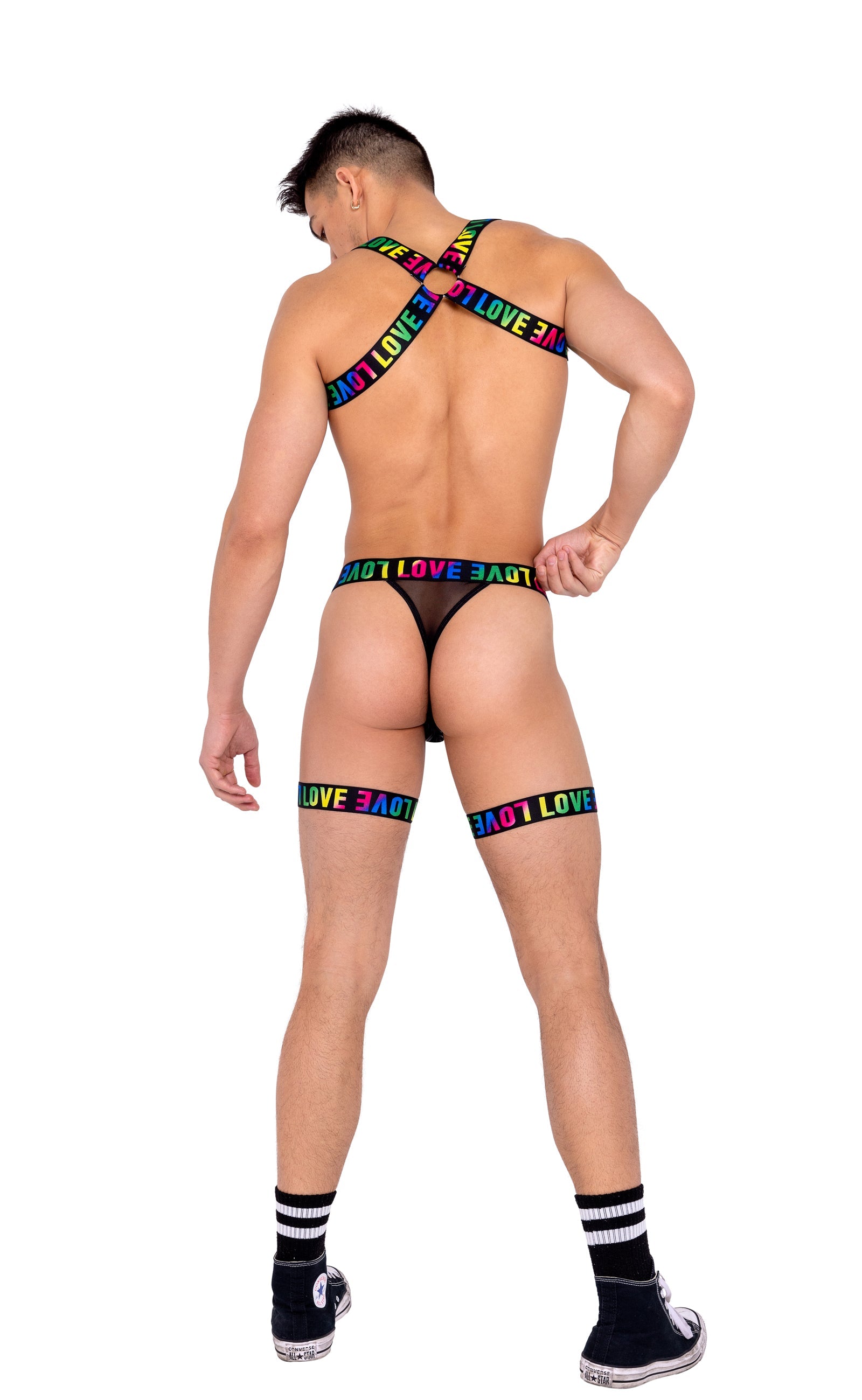 6157 - Men’s Pride Harness with Chain & Ring Detail