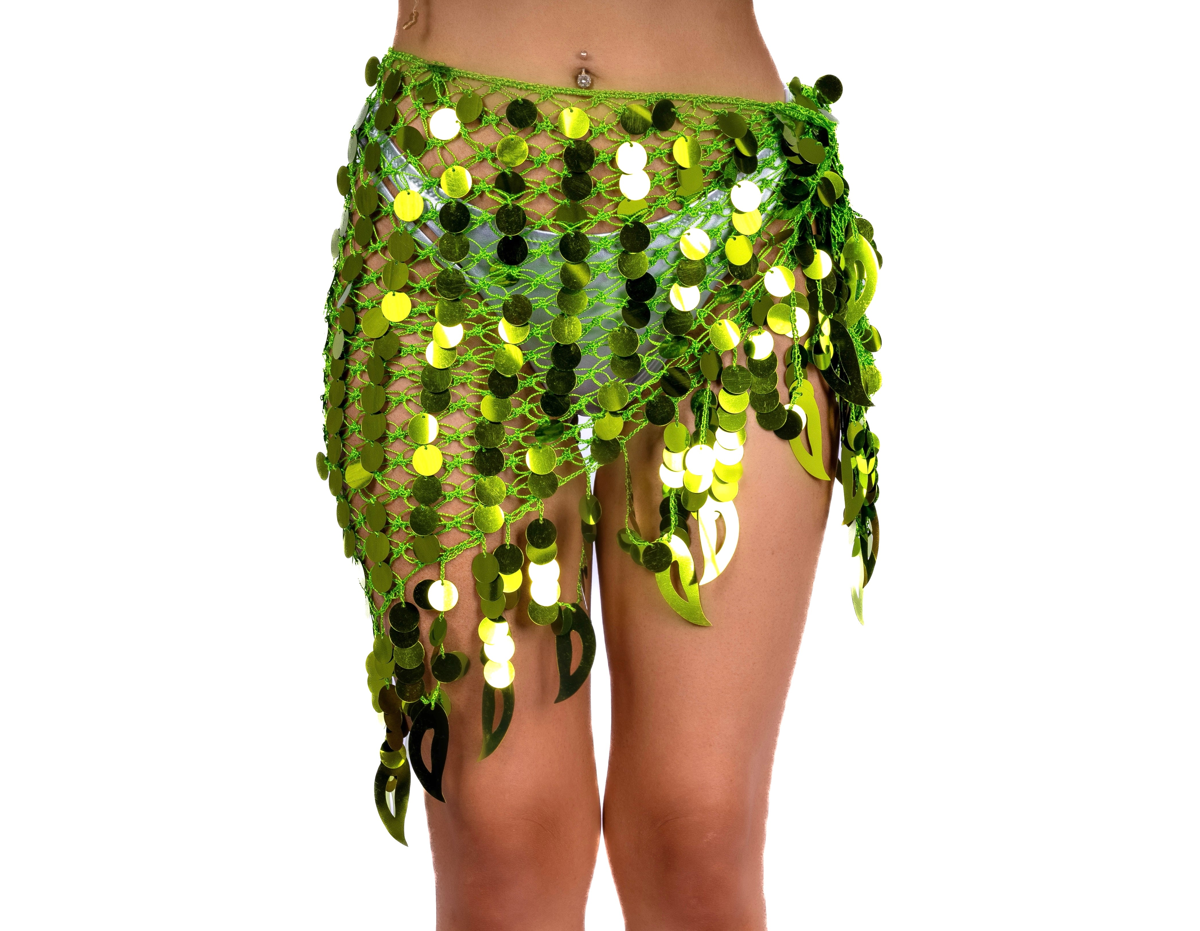 Green Sequin Wrap Skirt