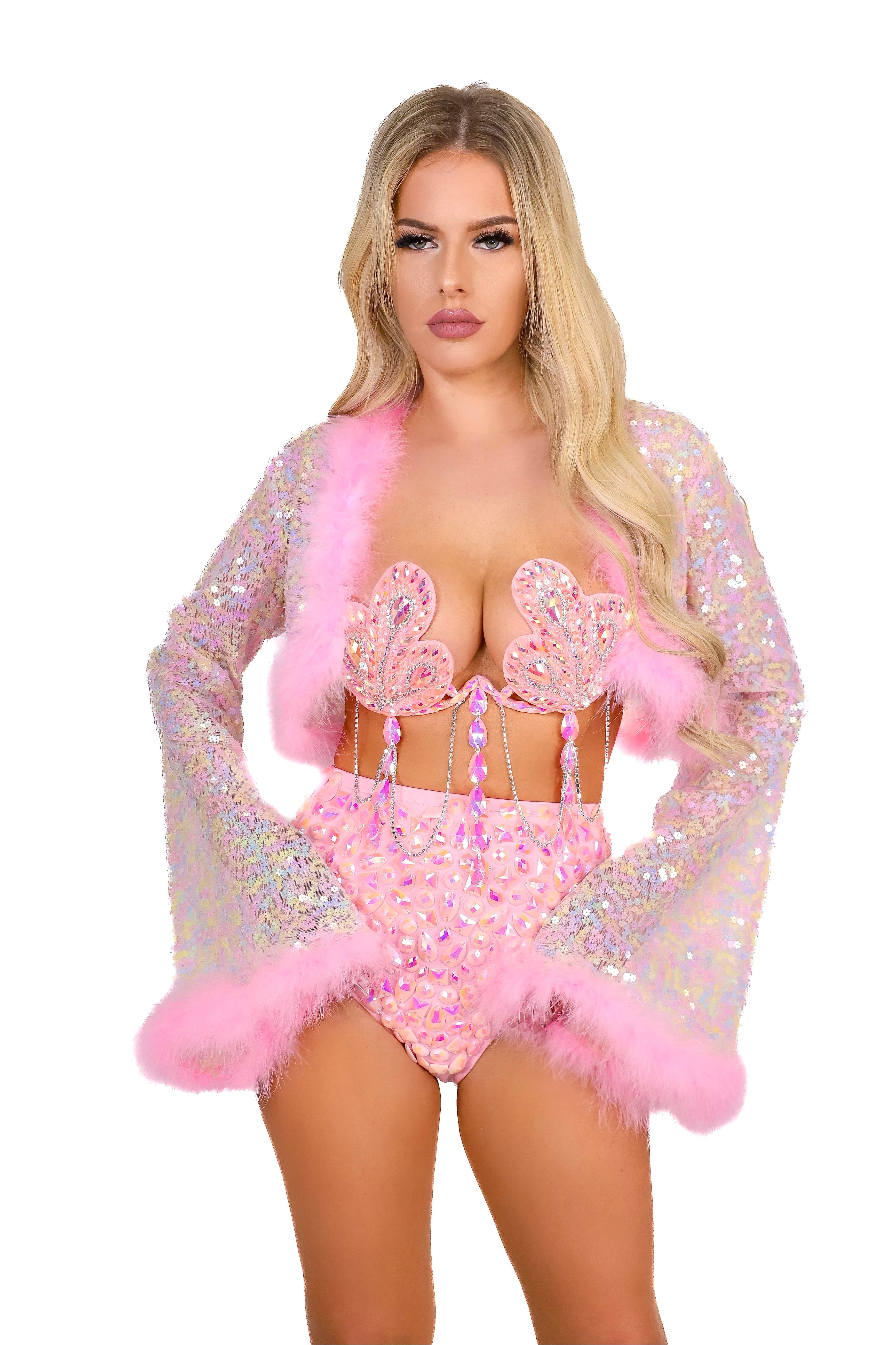 FULL OUTFIT- Pink Sequin Barbie Swan (3 pcs)