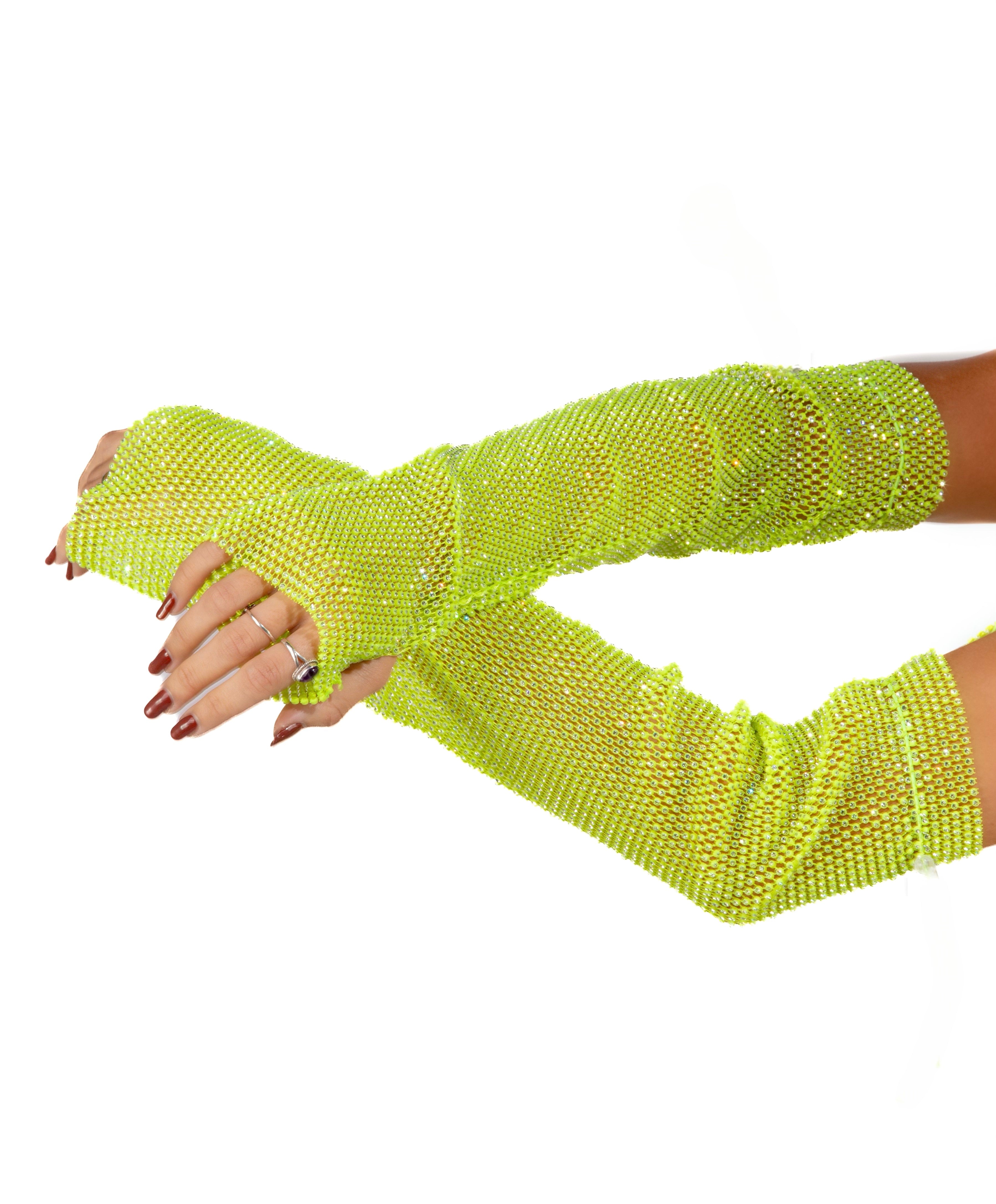 Mesh Fishnet Sleeves- Neon Green