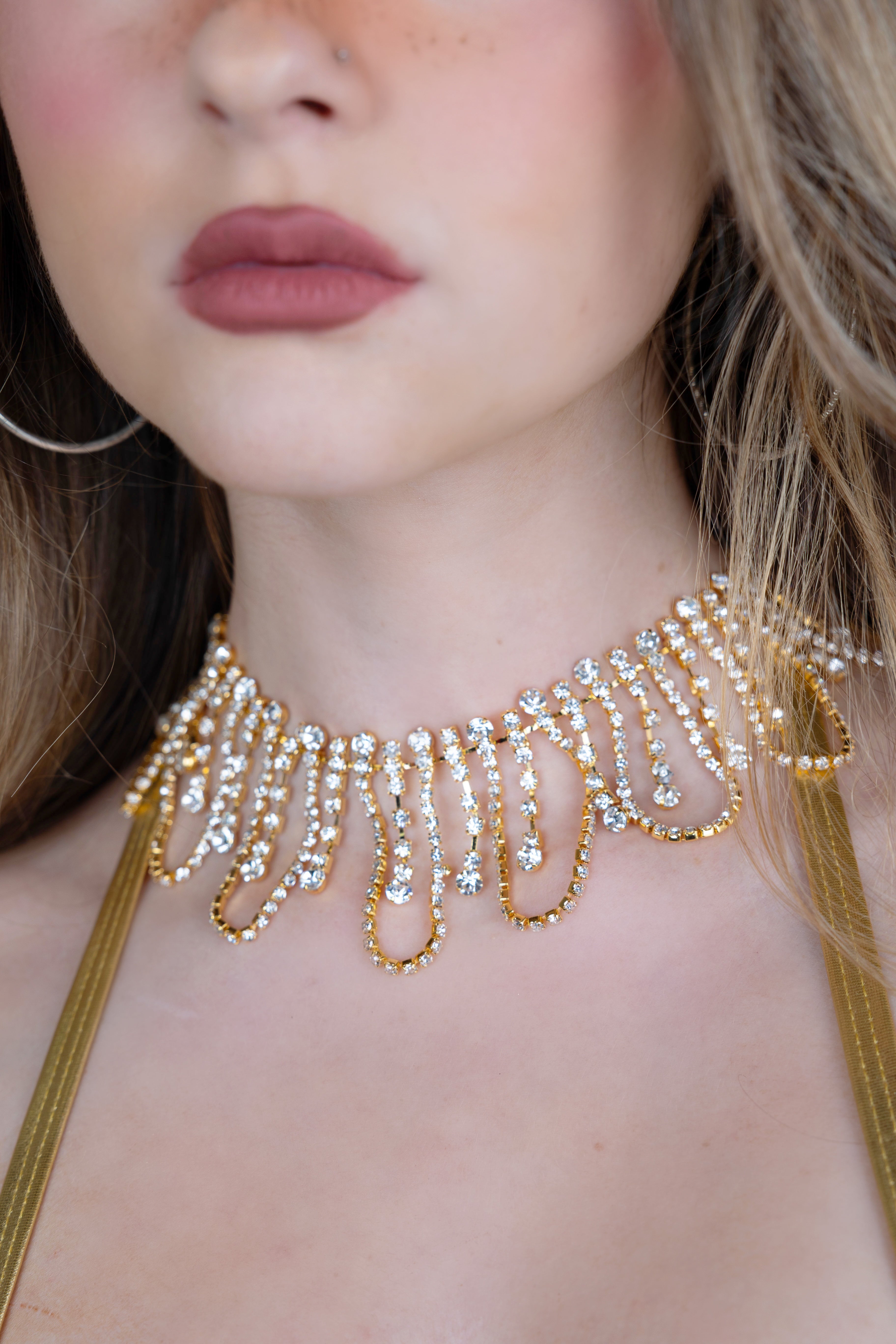 Gold Sunset Rhinestone Necklace