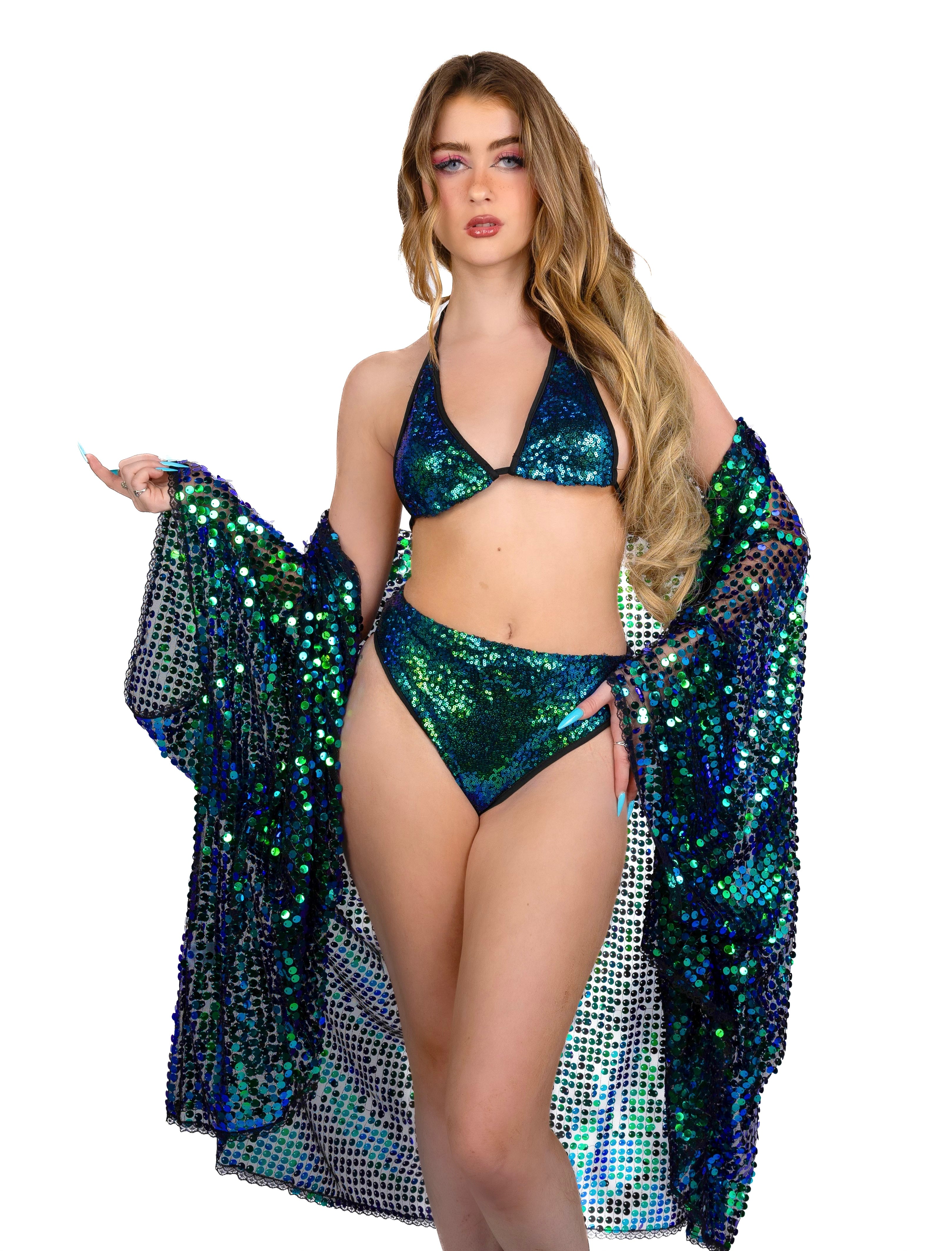 Sequin Kimono - Emerald