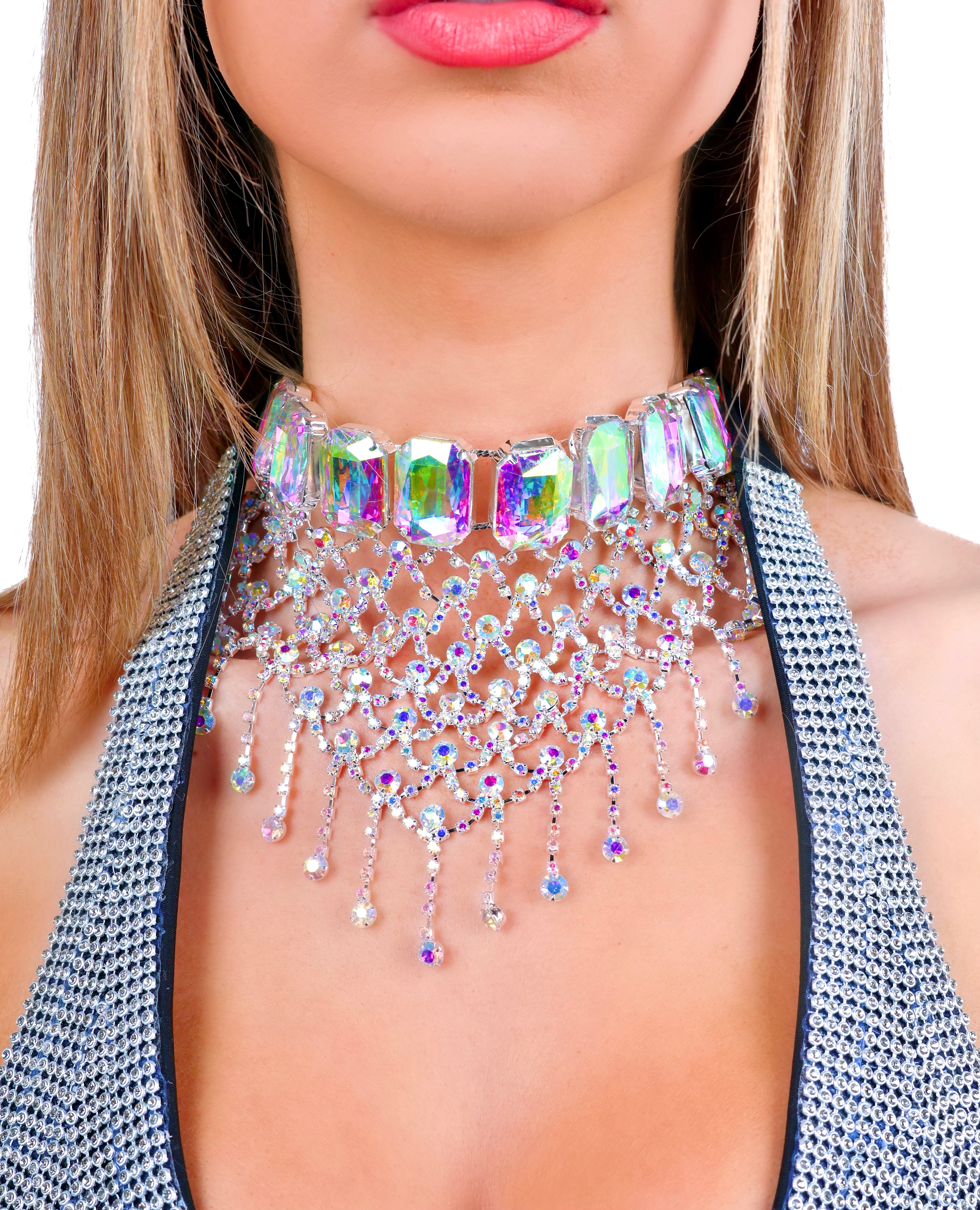 Iridescent Mermaid Rhinestone Necklace