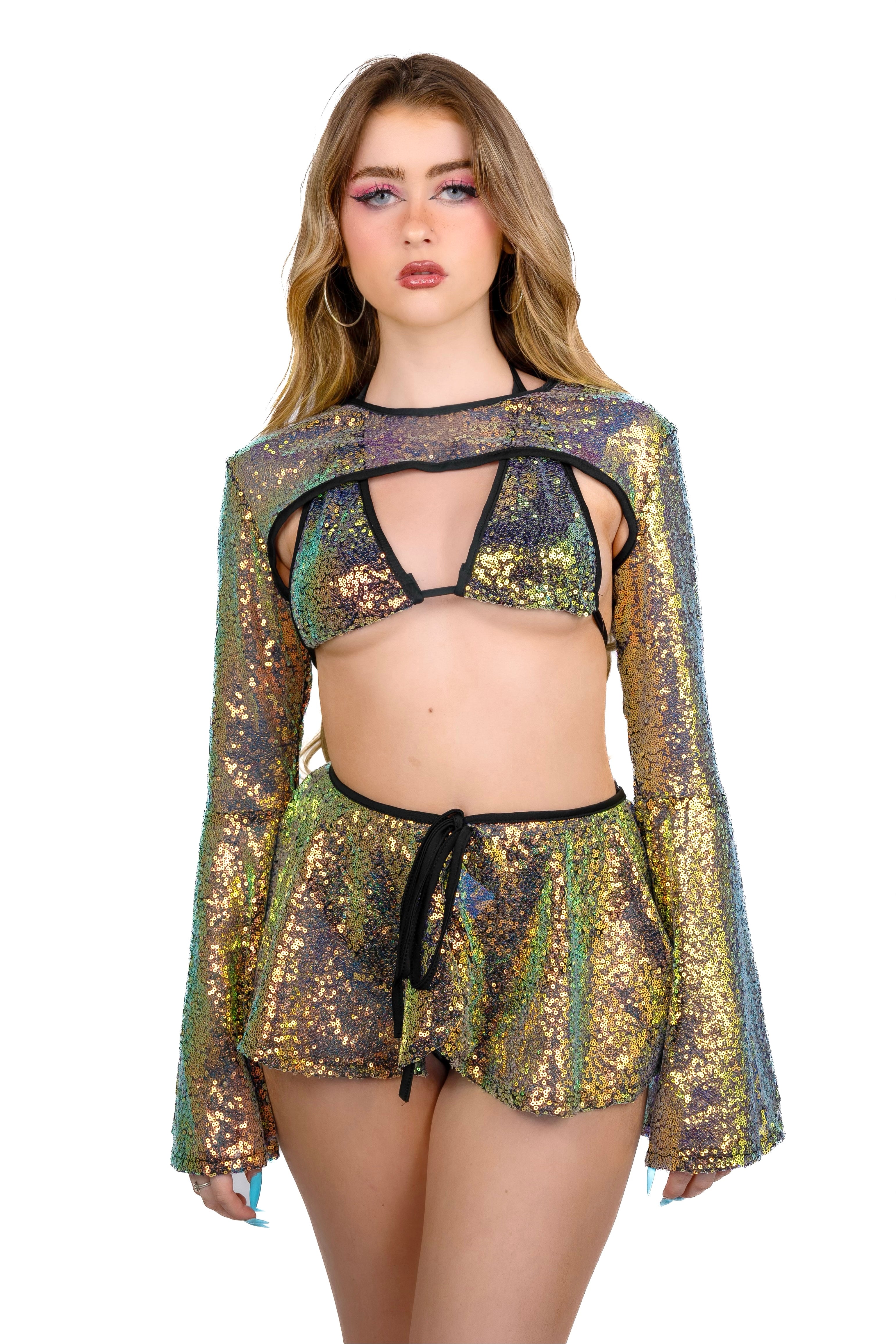 FULL OUTFIT- Sapphire Goddess Sequin Set