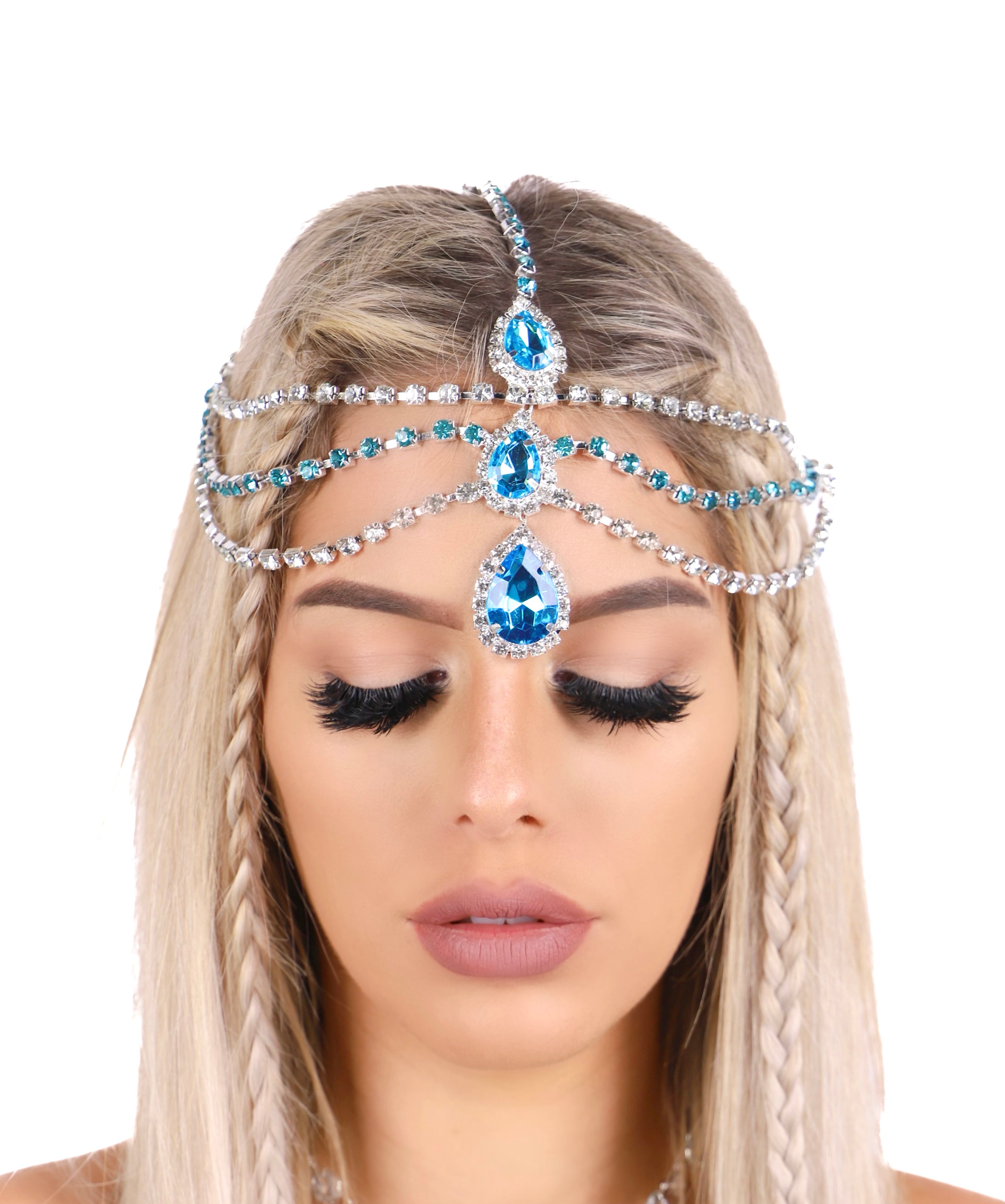 Blue Sapphire Rhinestone Head Piece