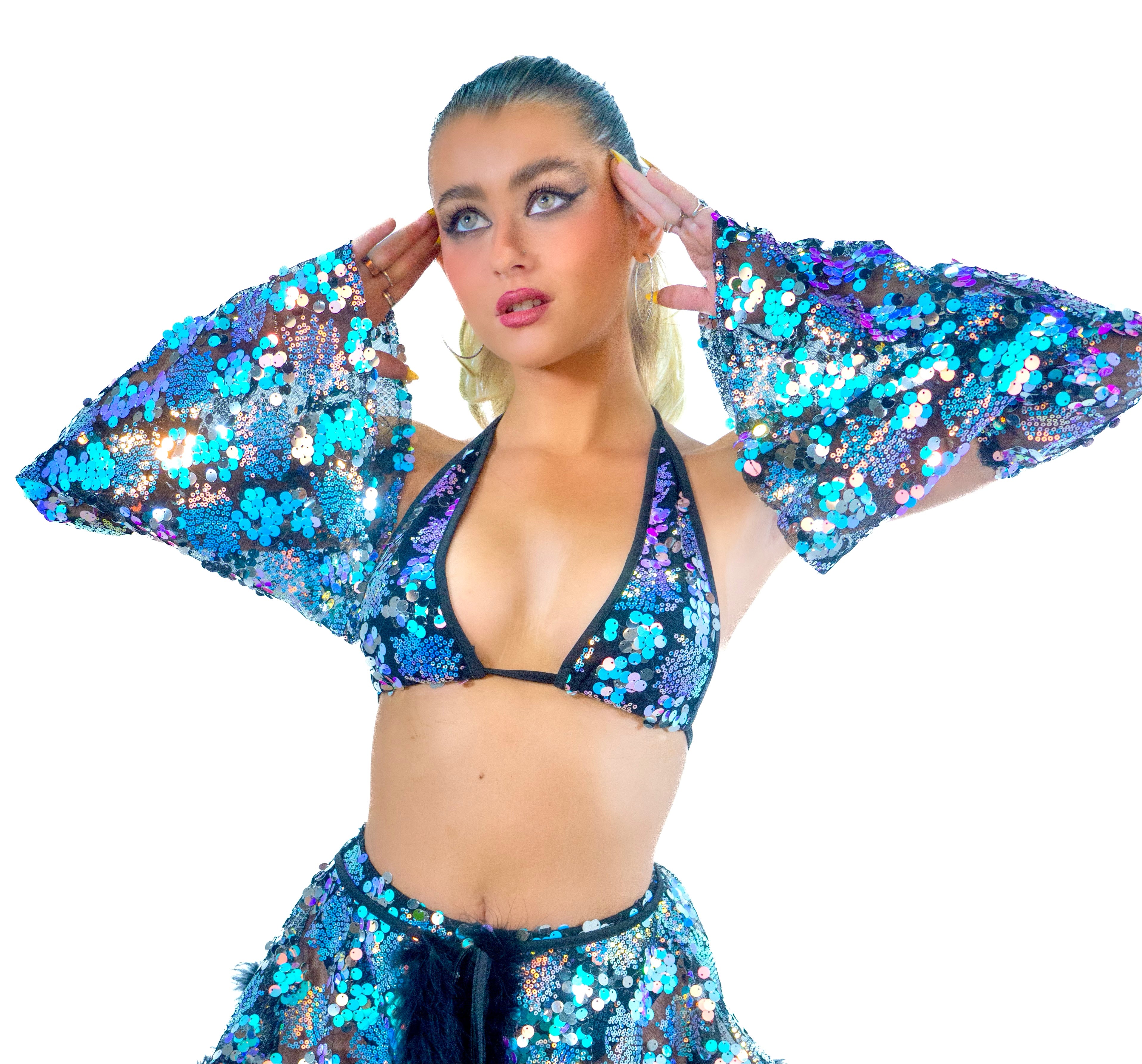 Black Iridescent Fairy Aura Arm Sleeves