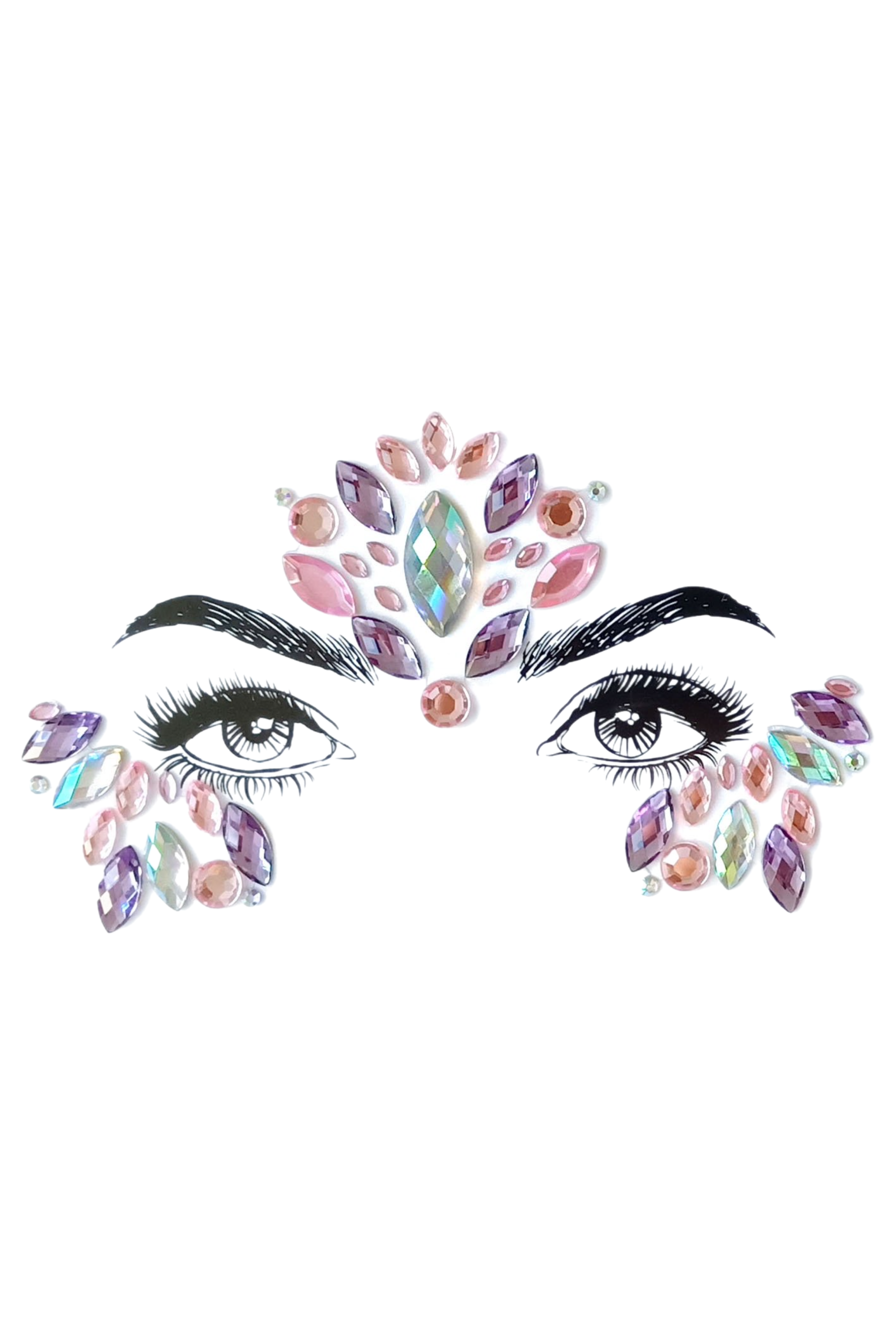 Pink Cloud Rhinestone Crystal Face Jewels