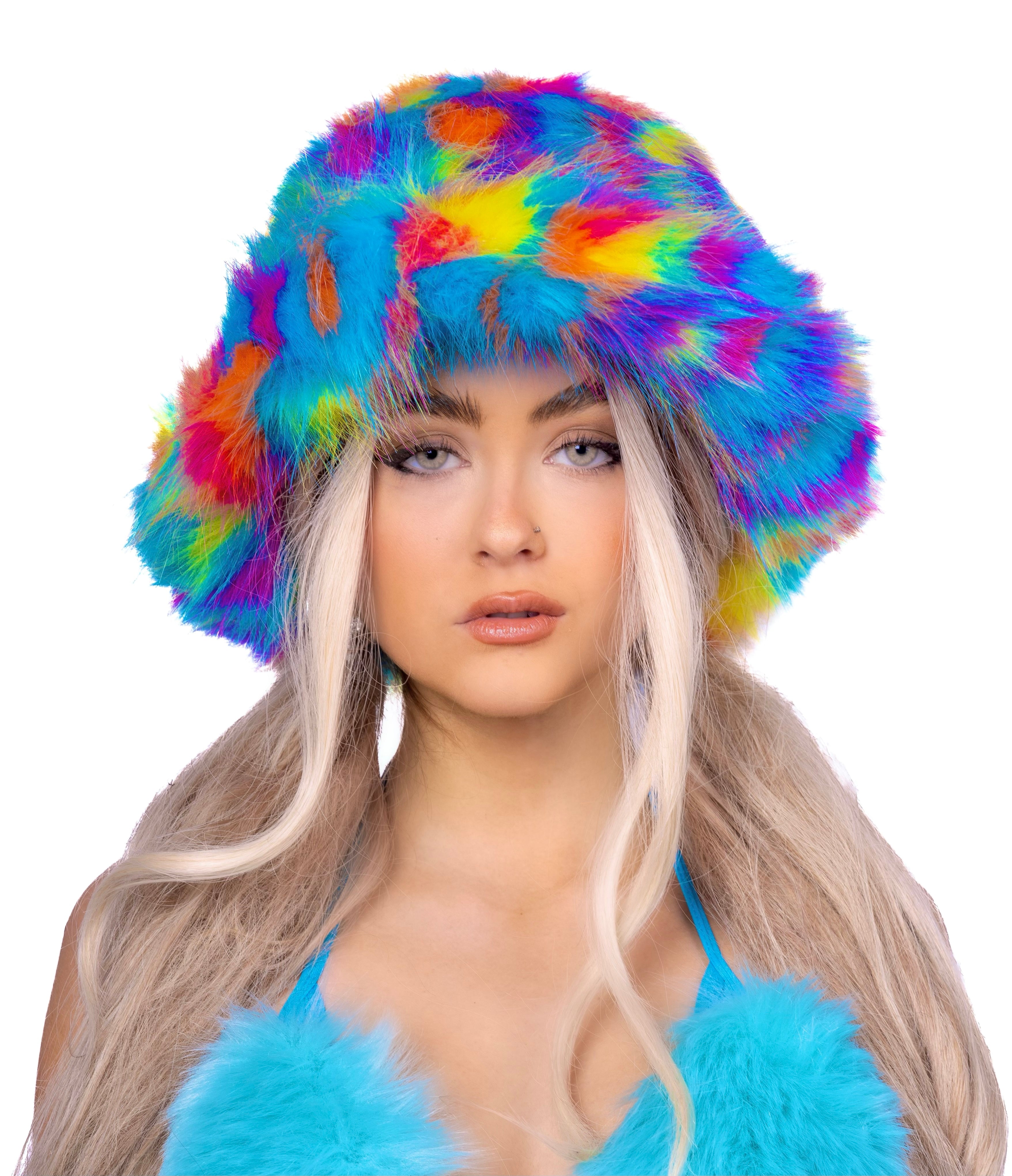 Rainbow Fuzzy Hat