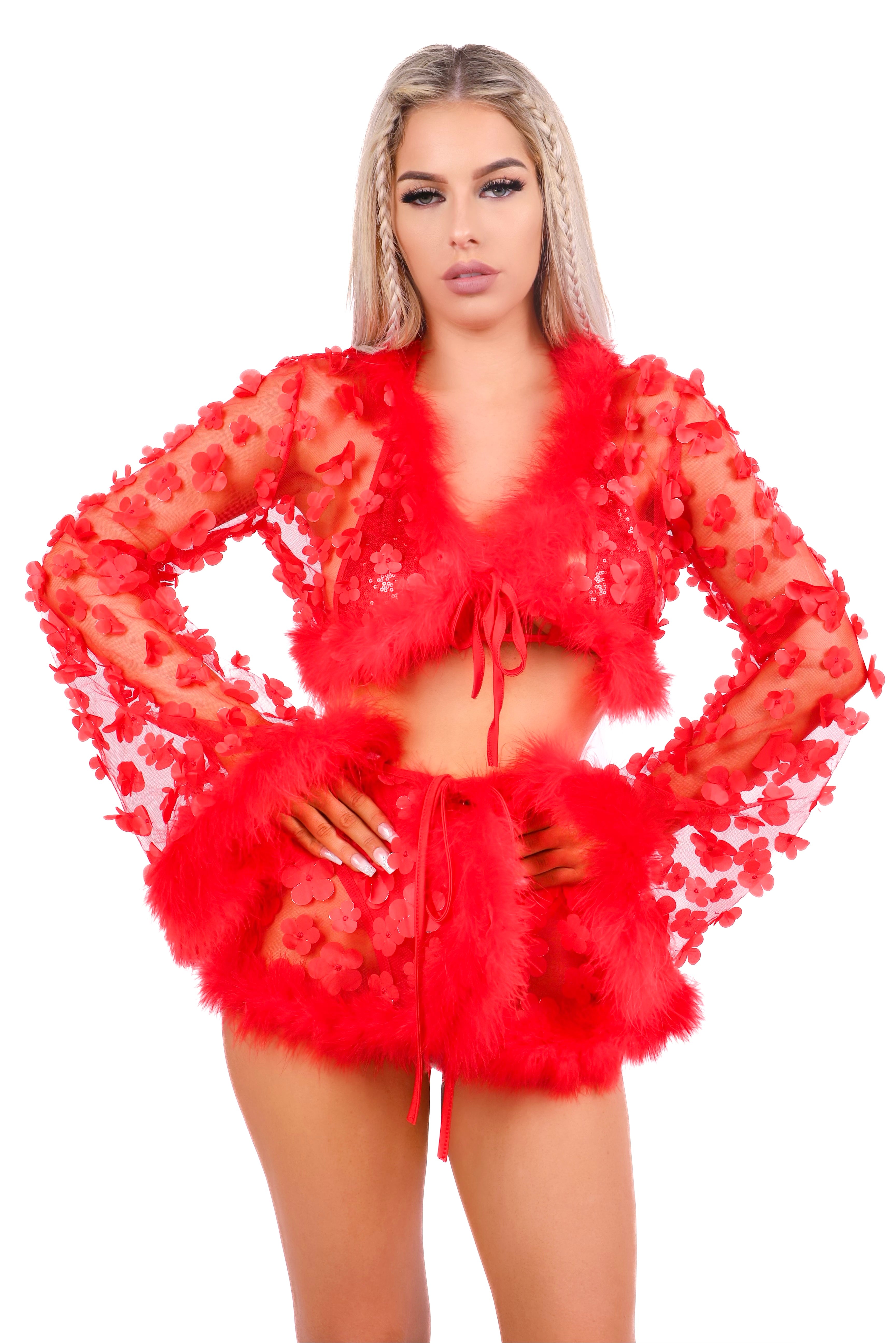 Cherry Blossom Fuzzy 3D Floral Set