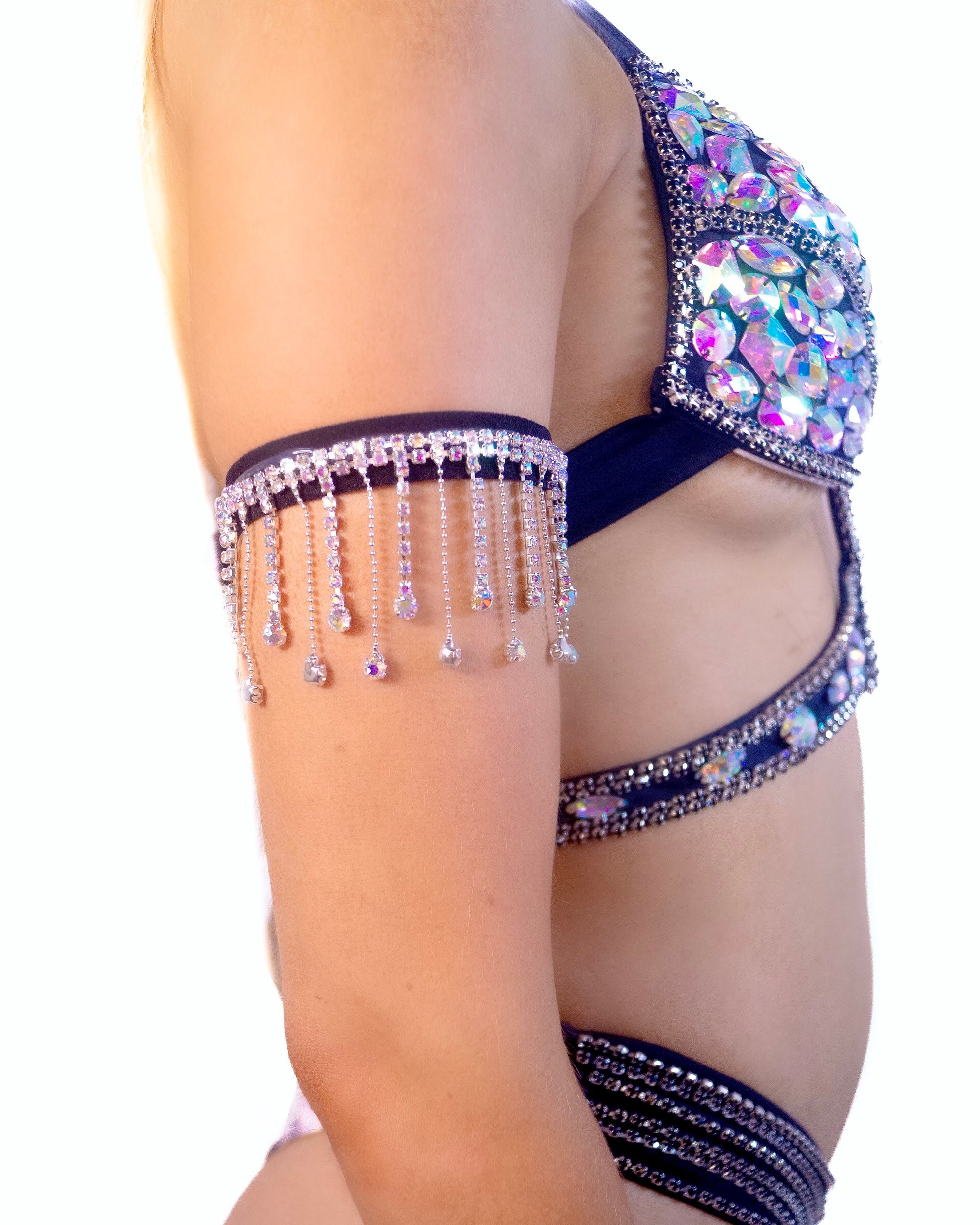 Black Iridescence Tassel Arm Wrap