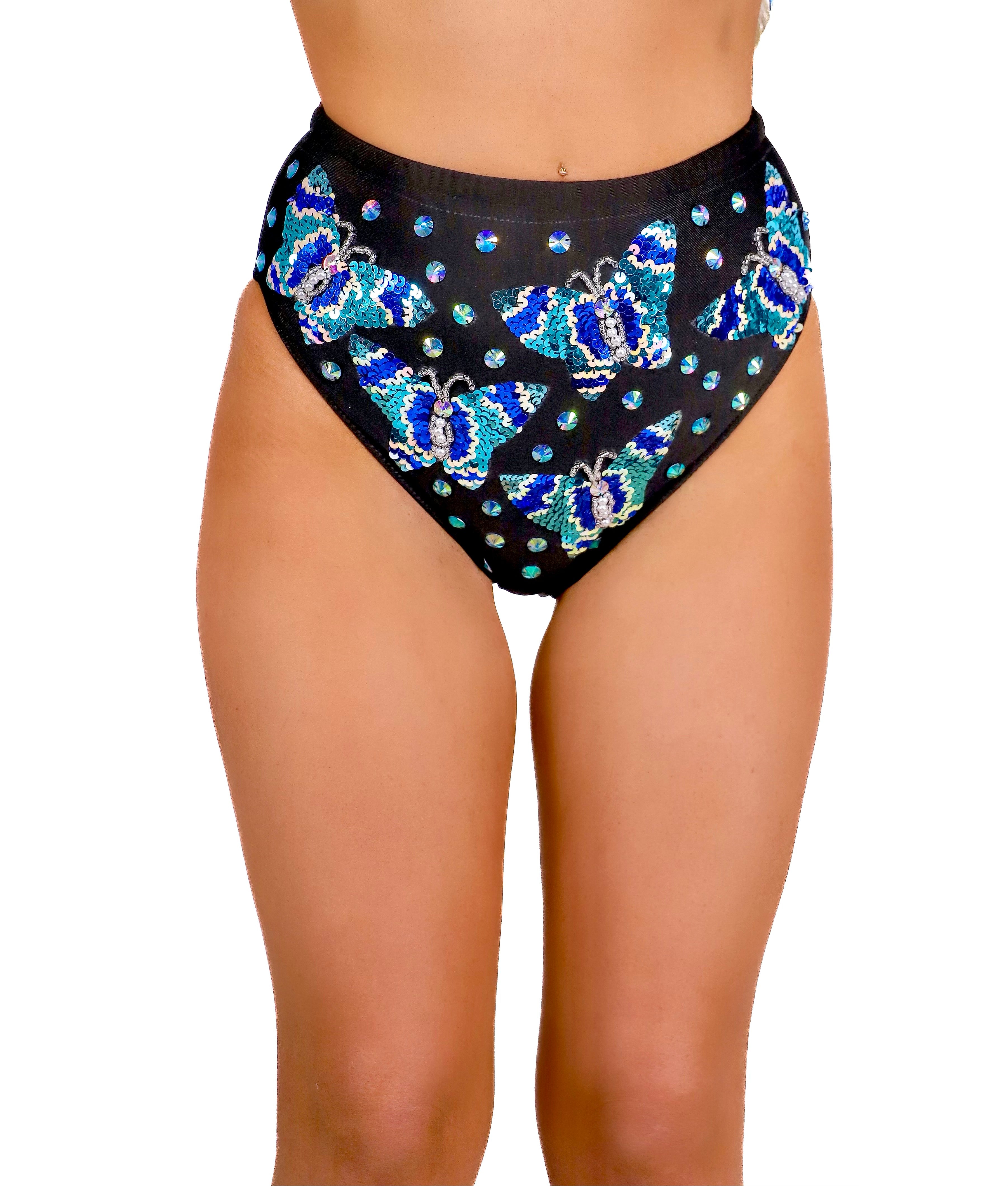 Hand Stitched Sequin Bottoms- Blue Butterfly Dream