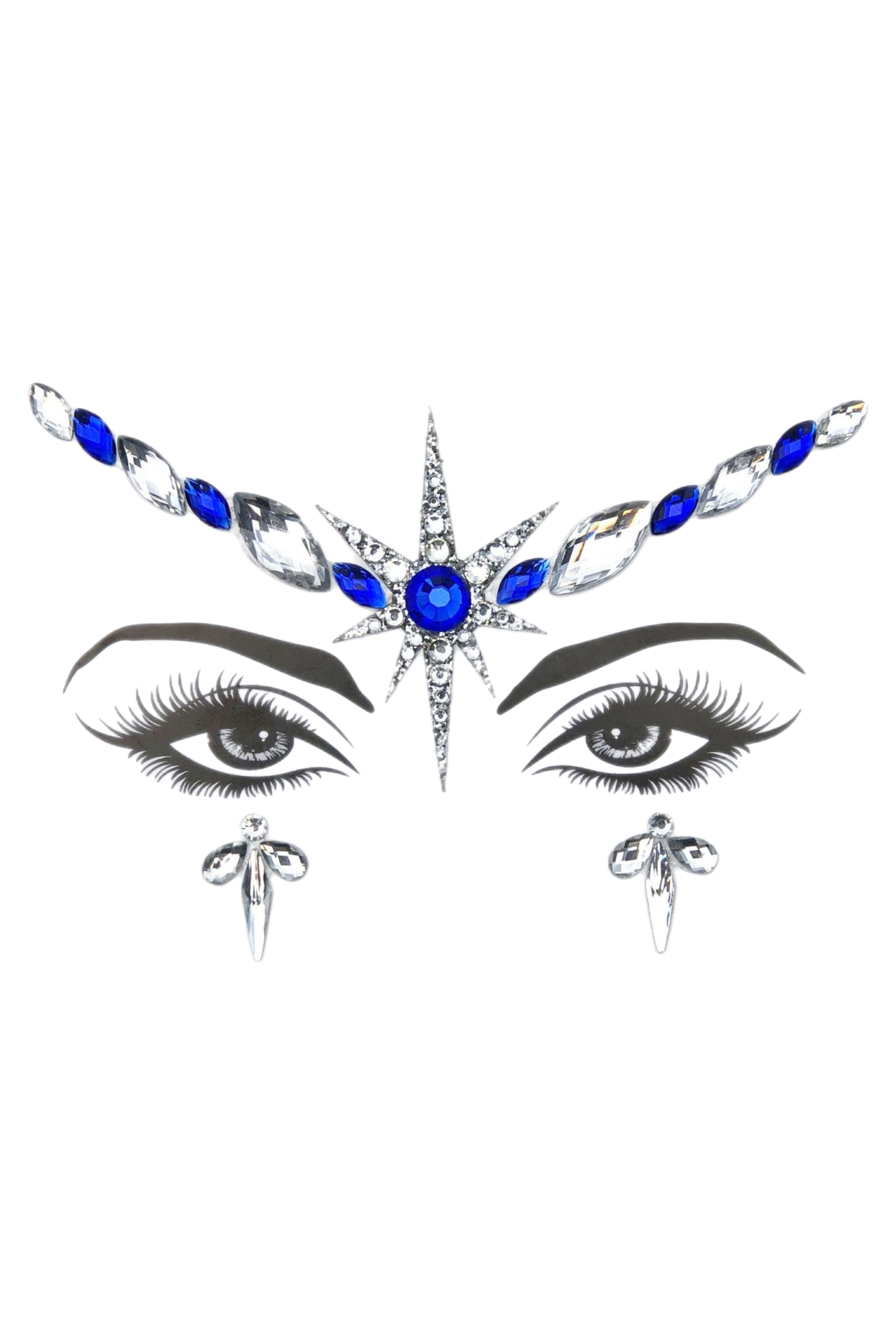 Royal Blue Goddess Rhinestone Crystal Face Jewels