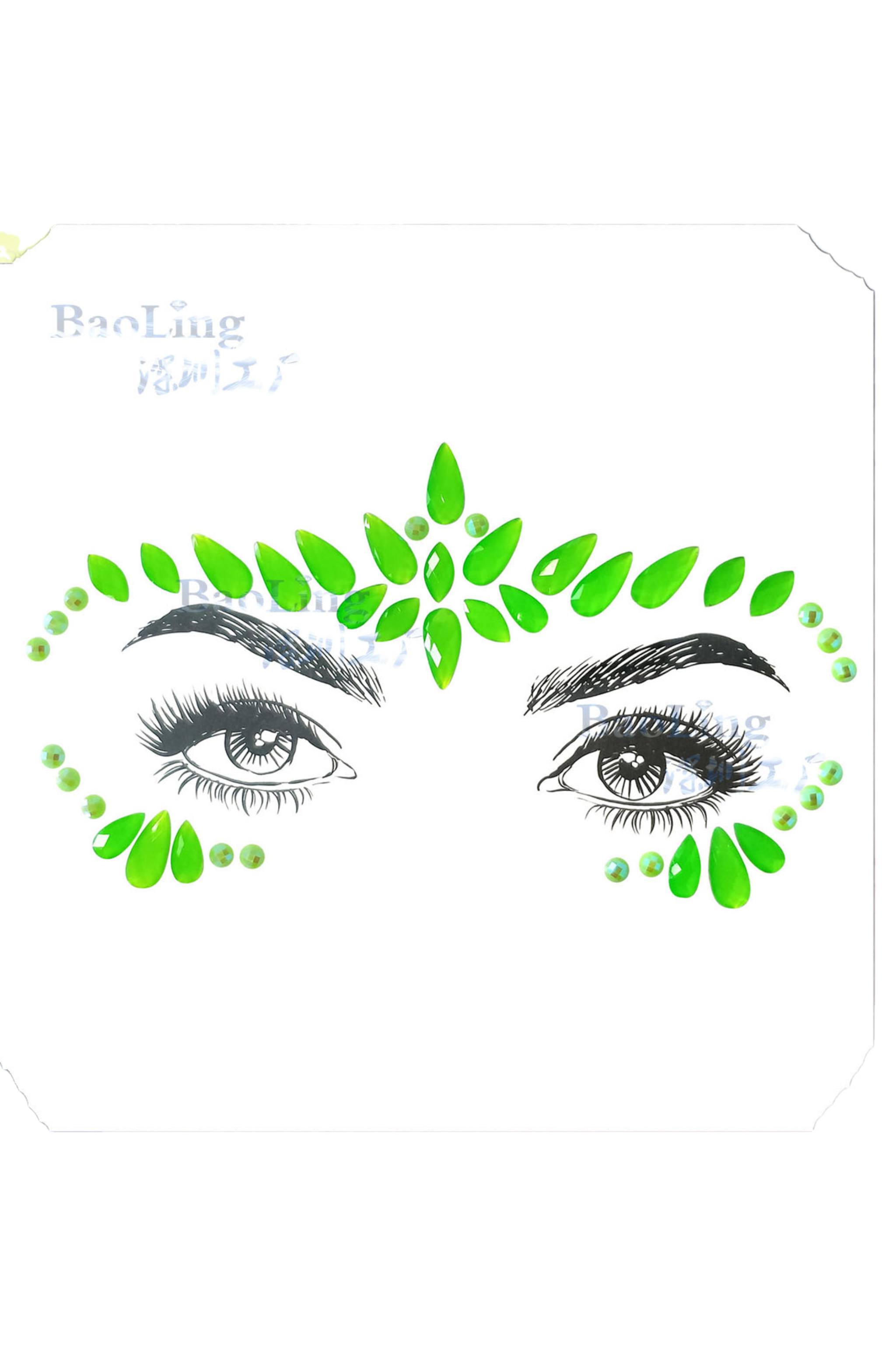 Neon Green Rhinestone Crystal Face Jewels