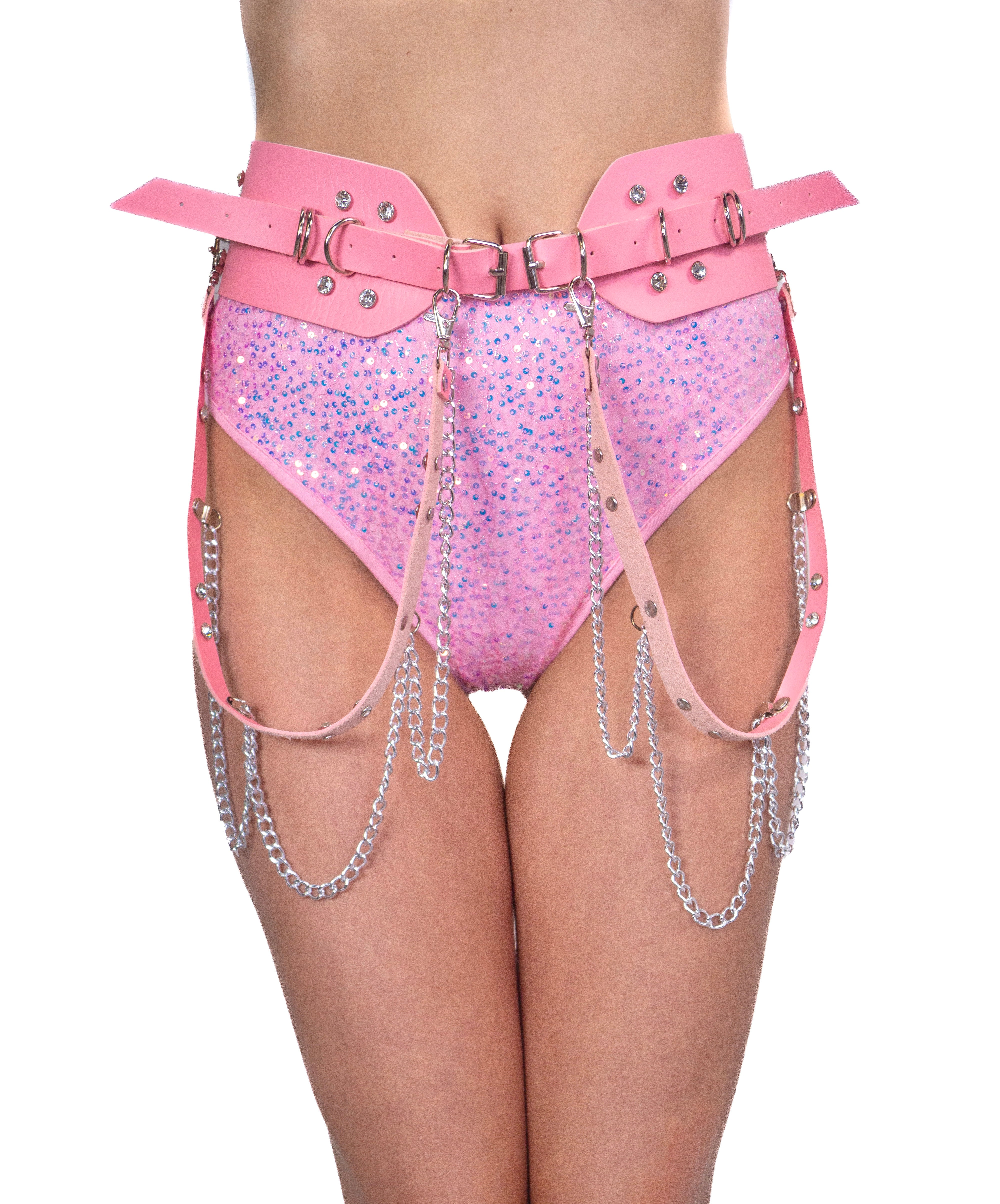 Baby Pink Chain Harness Belt