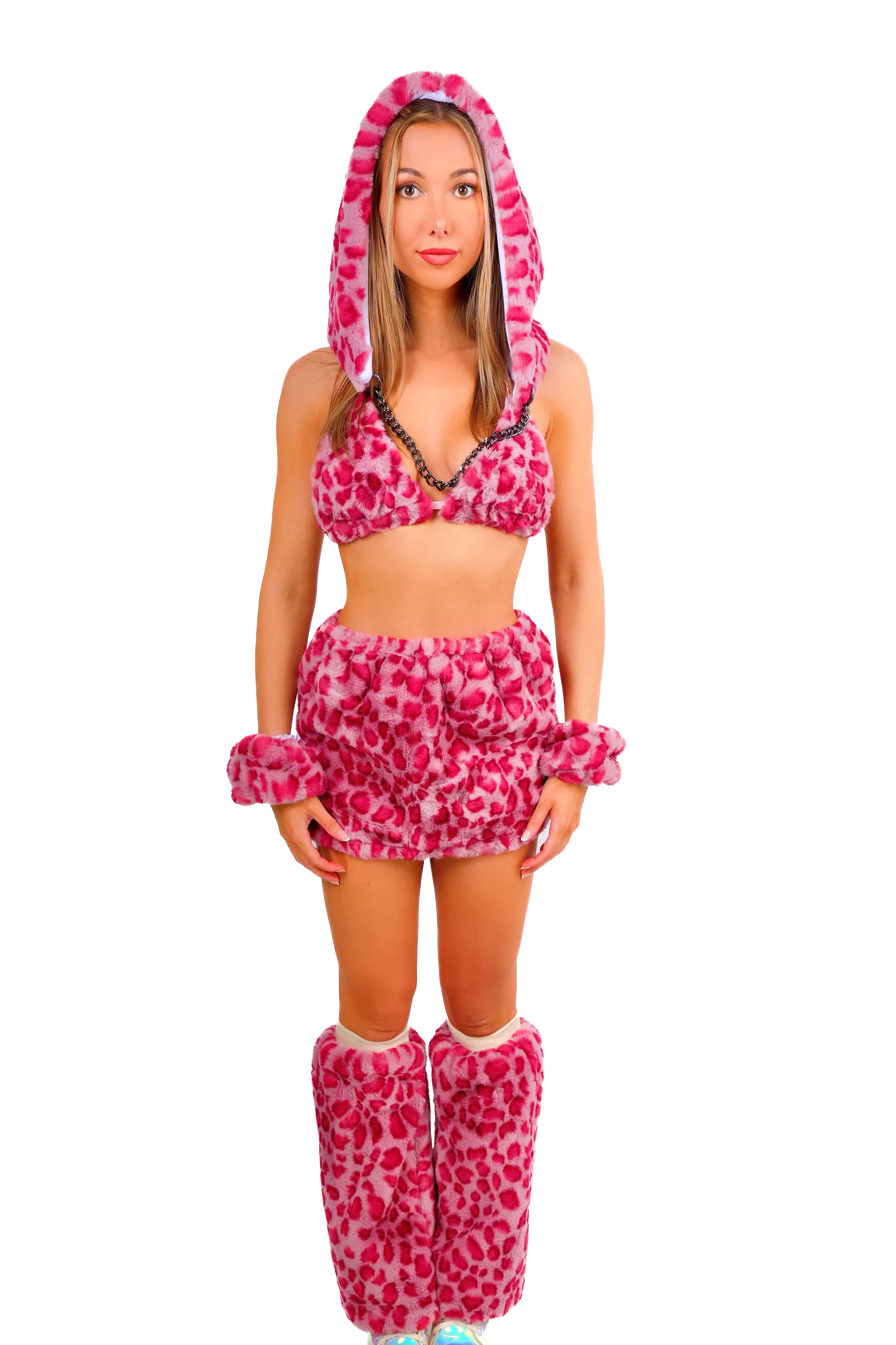 Pink Leopard Fuzzy Leg Warmers