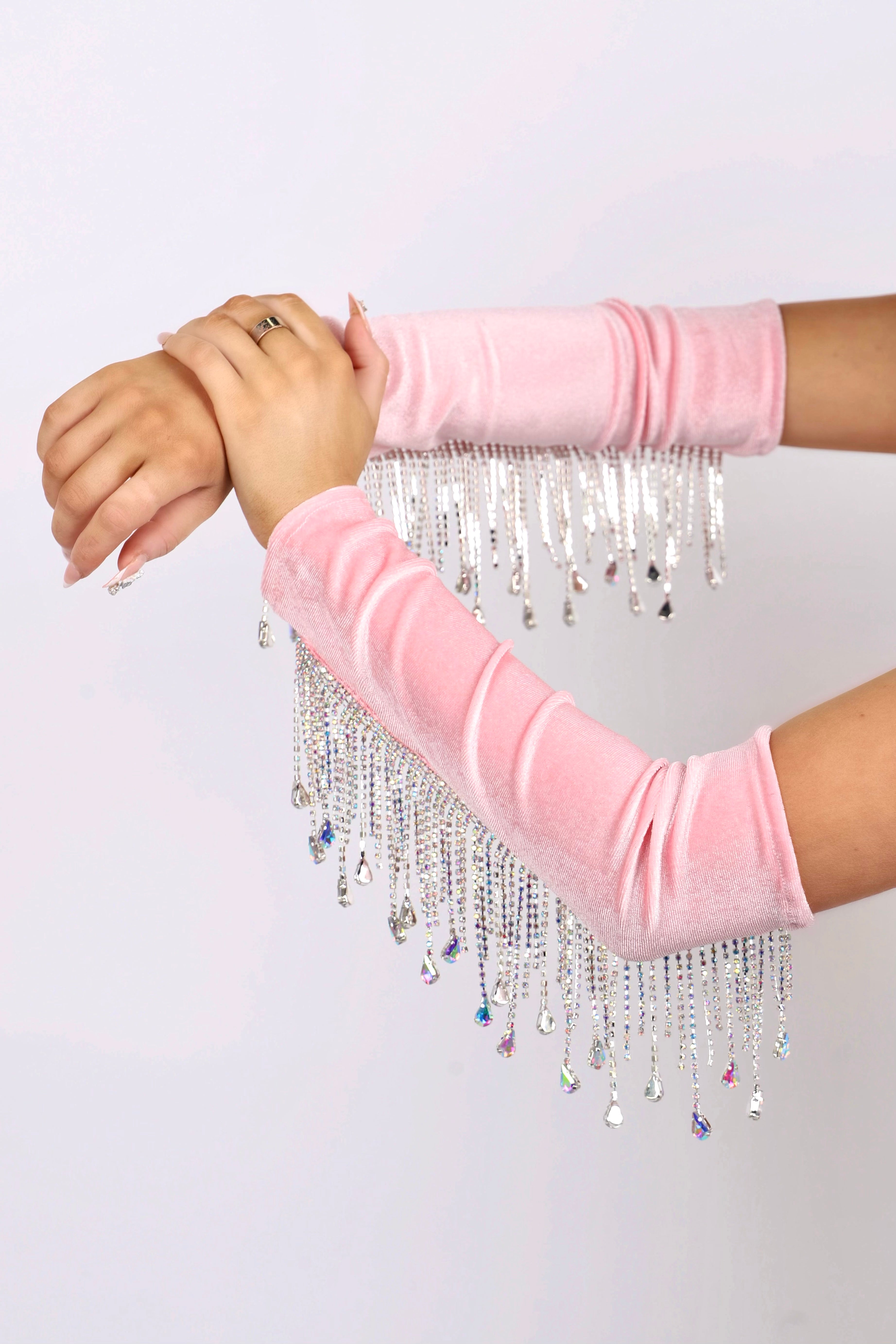 Pink Rhinestone Arm Sleeves