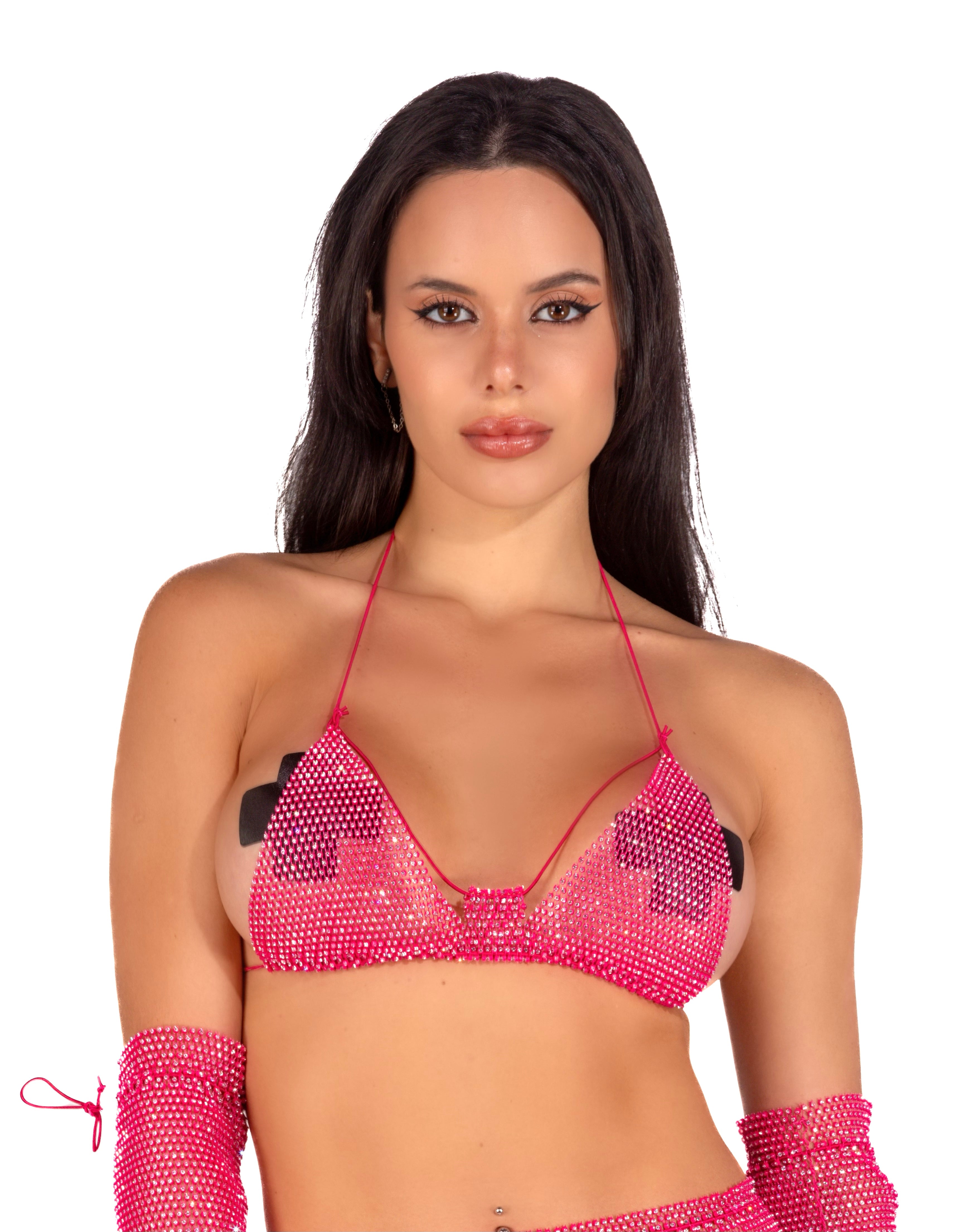 Crystal Fishnet Set - Pink Rave clothes,rave outfits,edc outfits,rave THE LUMI SHOP Crystal Fishnet Set - Pink Rave clothes,rave outfits,edc outfits,rave THE LUMI SHOP