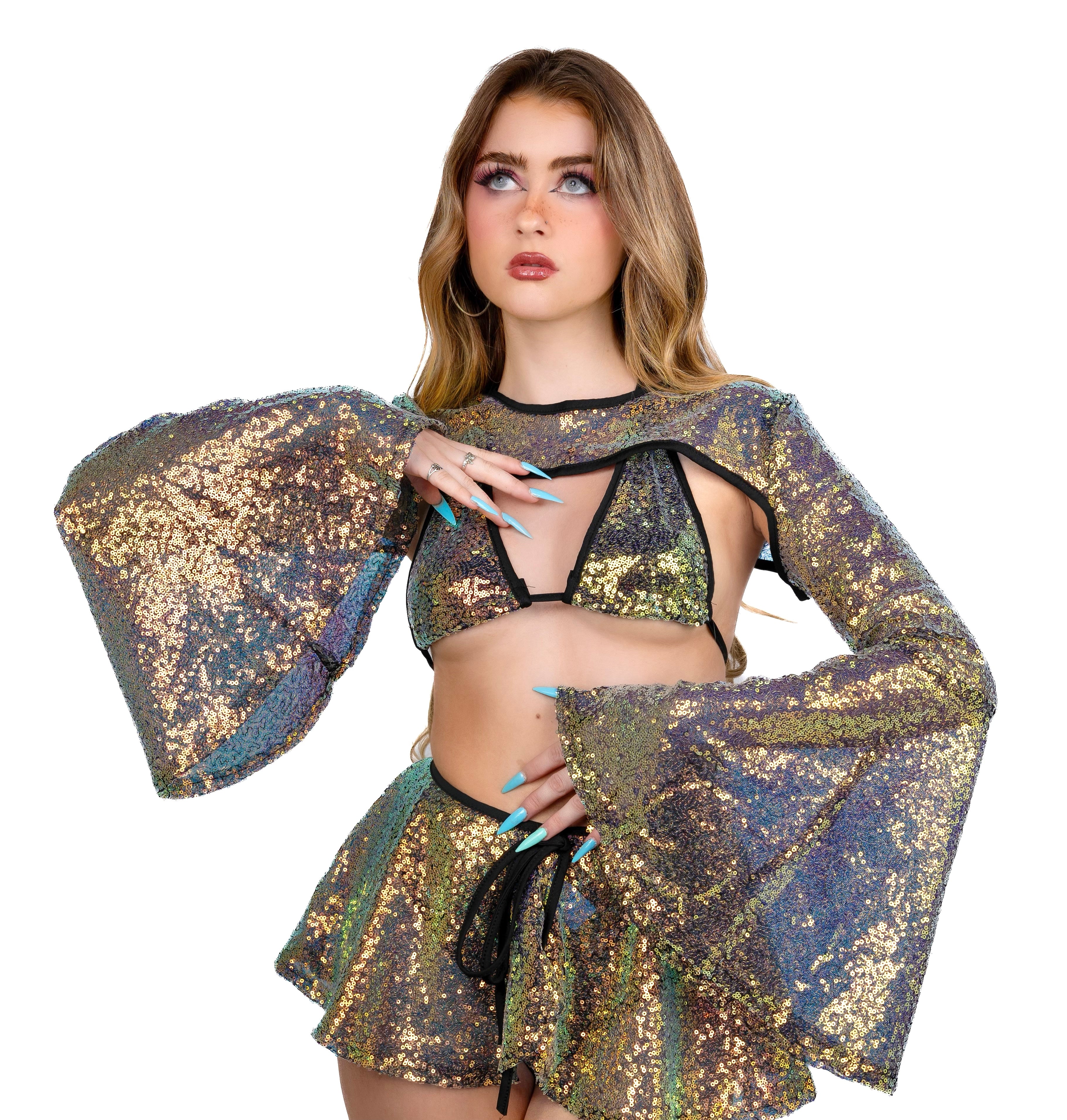 Sapphire Goddess Sequin Arm Sleeves