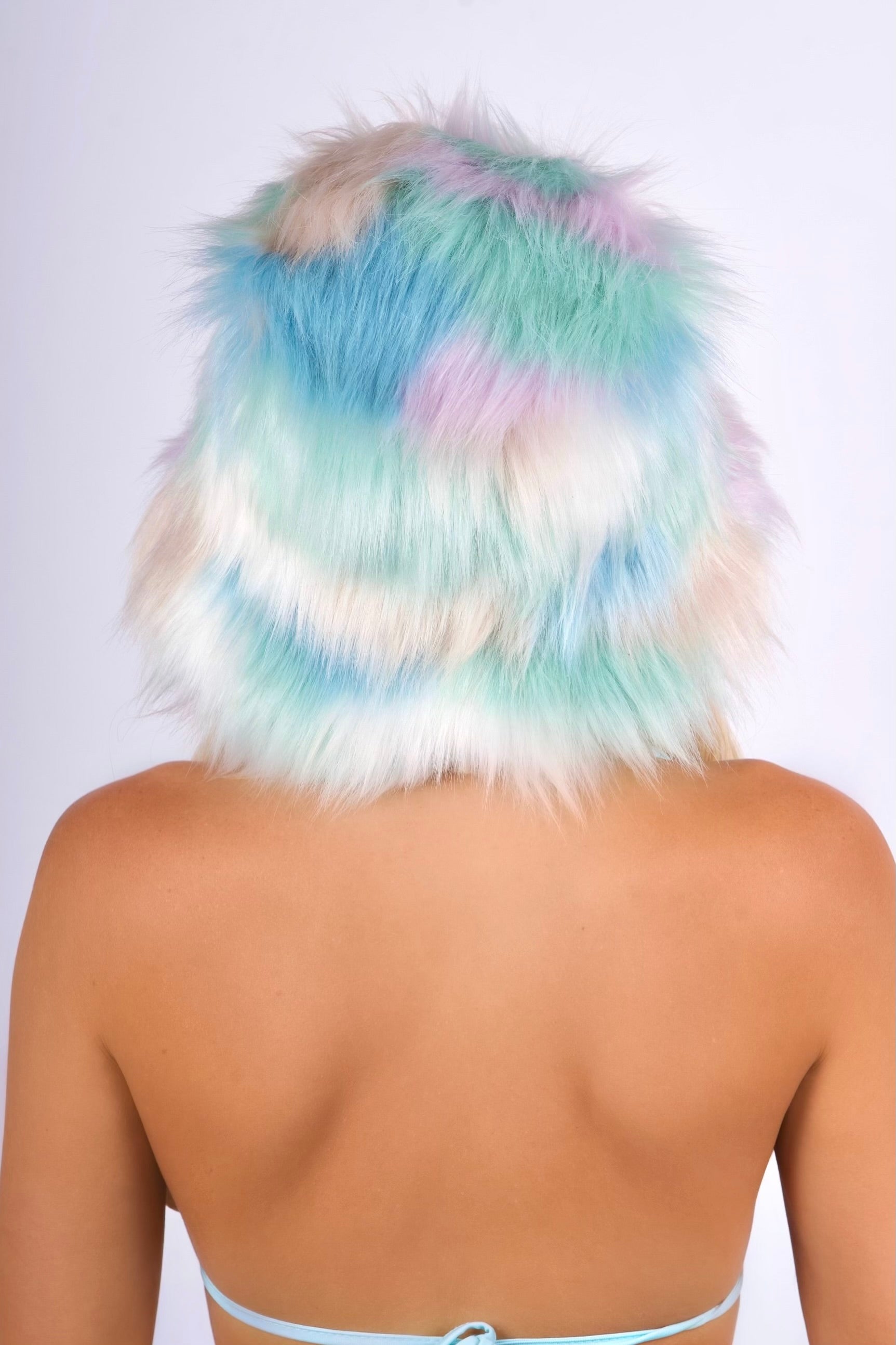 Pastel Rainbow Fuzzy Hat