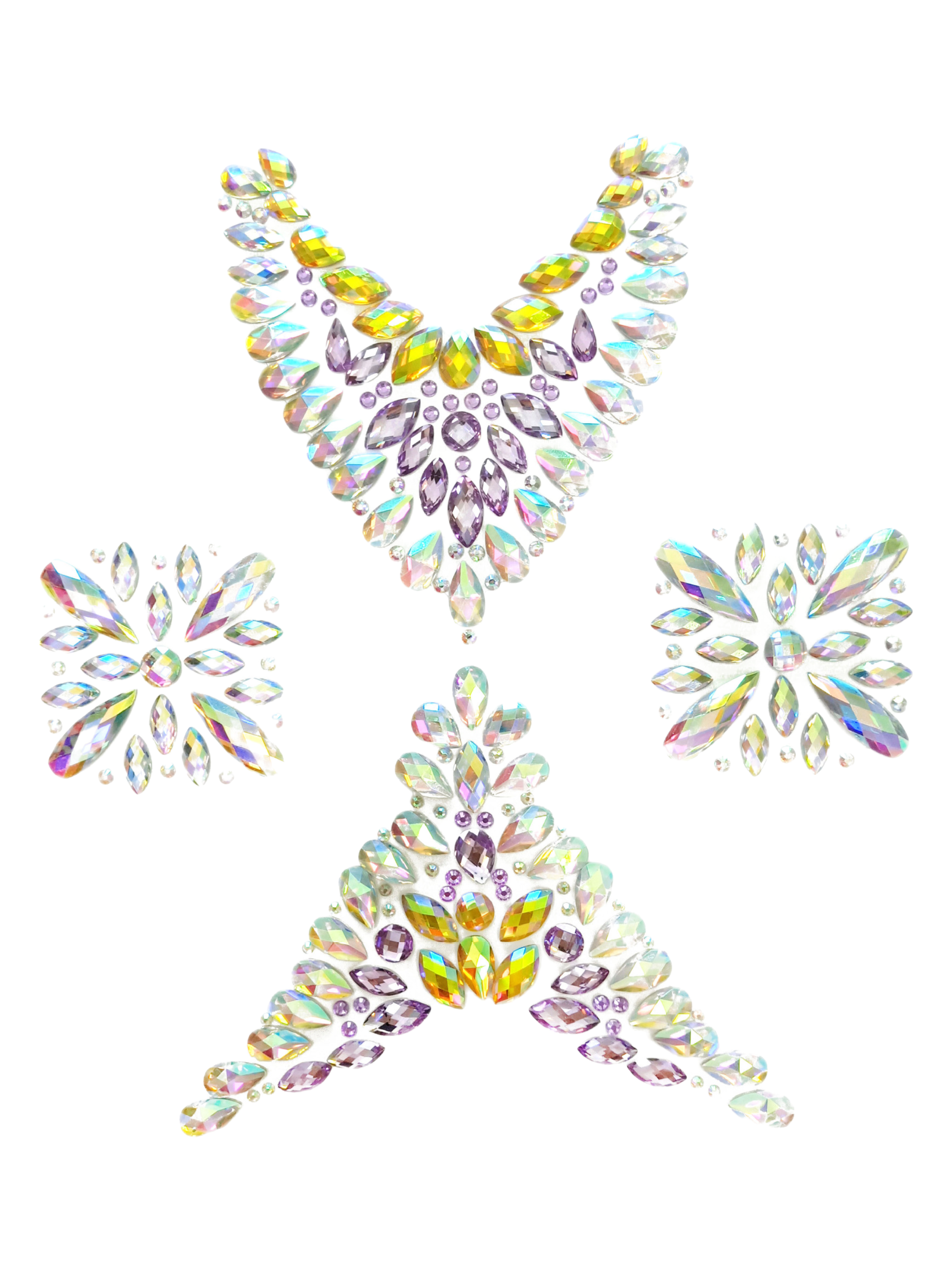 Pastel Rhinestone Crystal Body Jewels, Chest Jewels