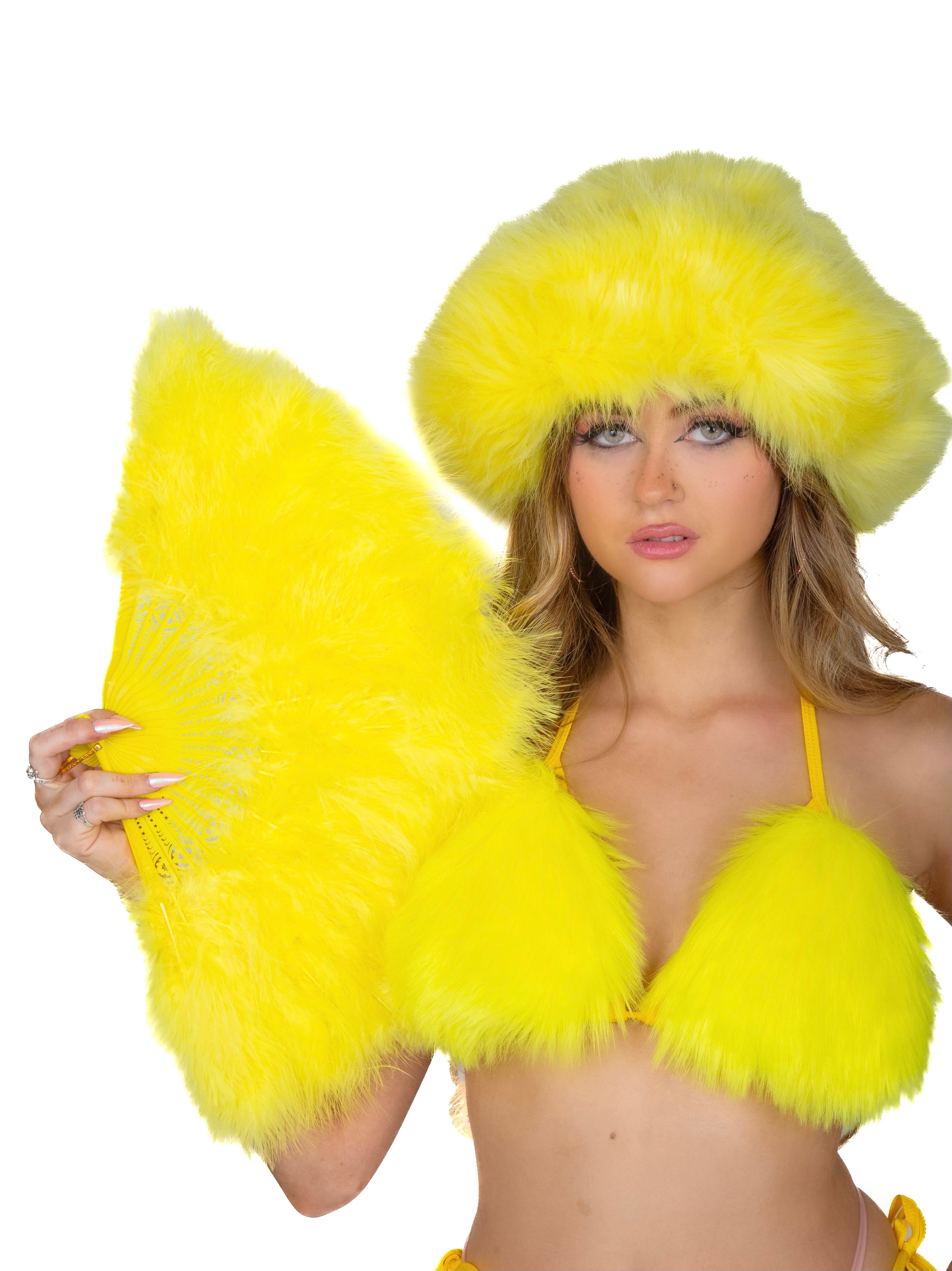Fuzzy Fur Fan - Yellow
