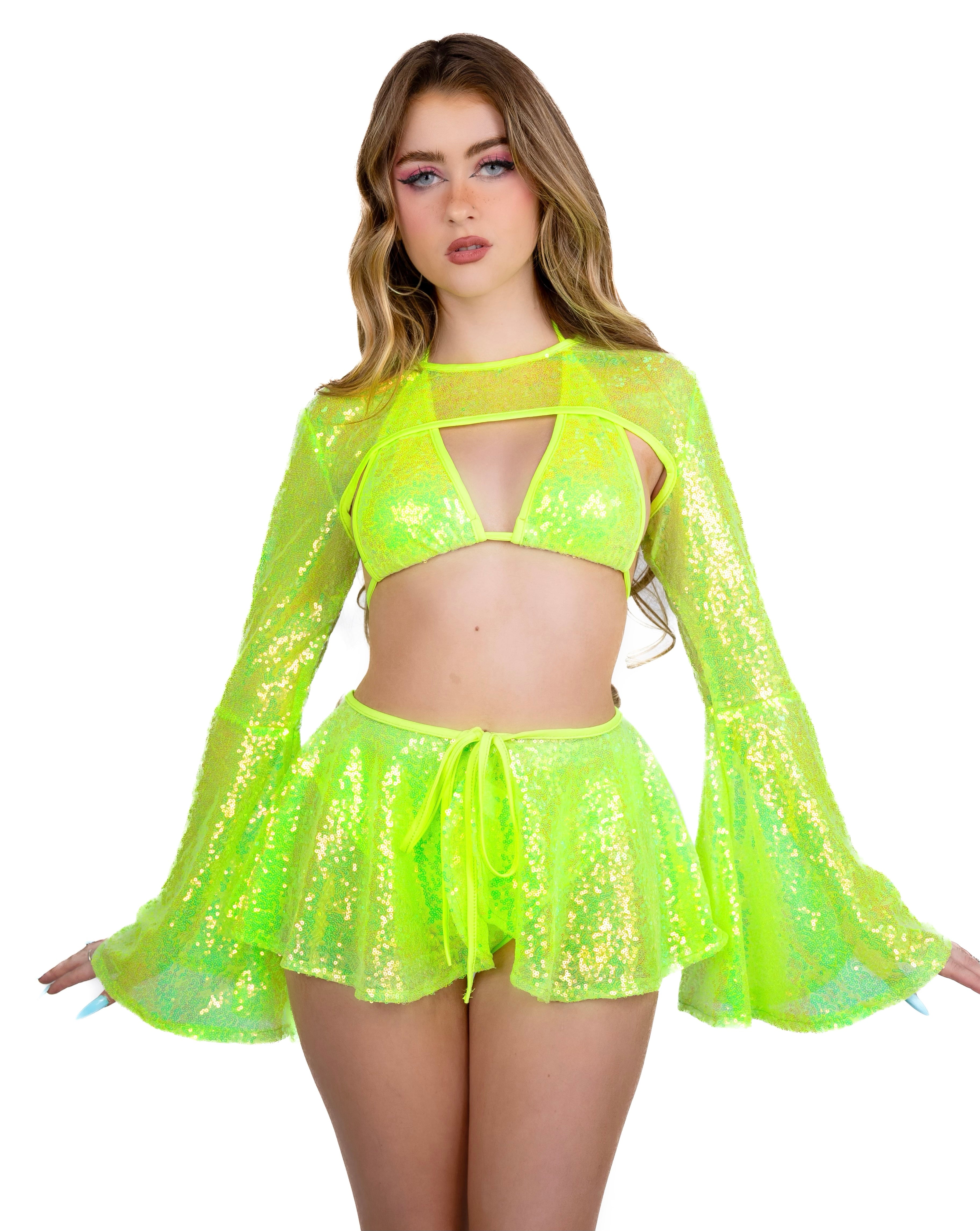 Lime Goddess Sequin Skirt
