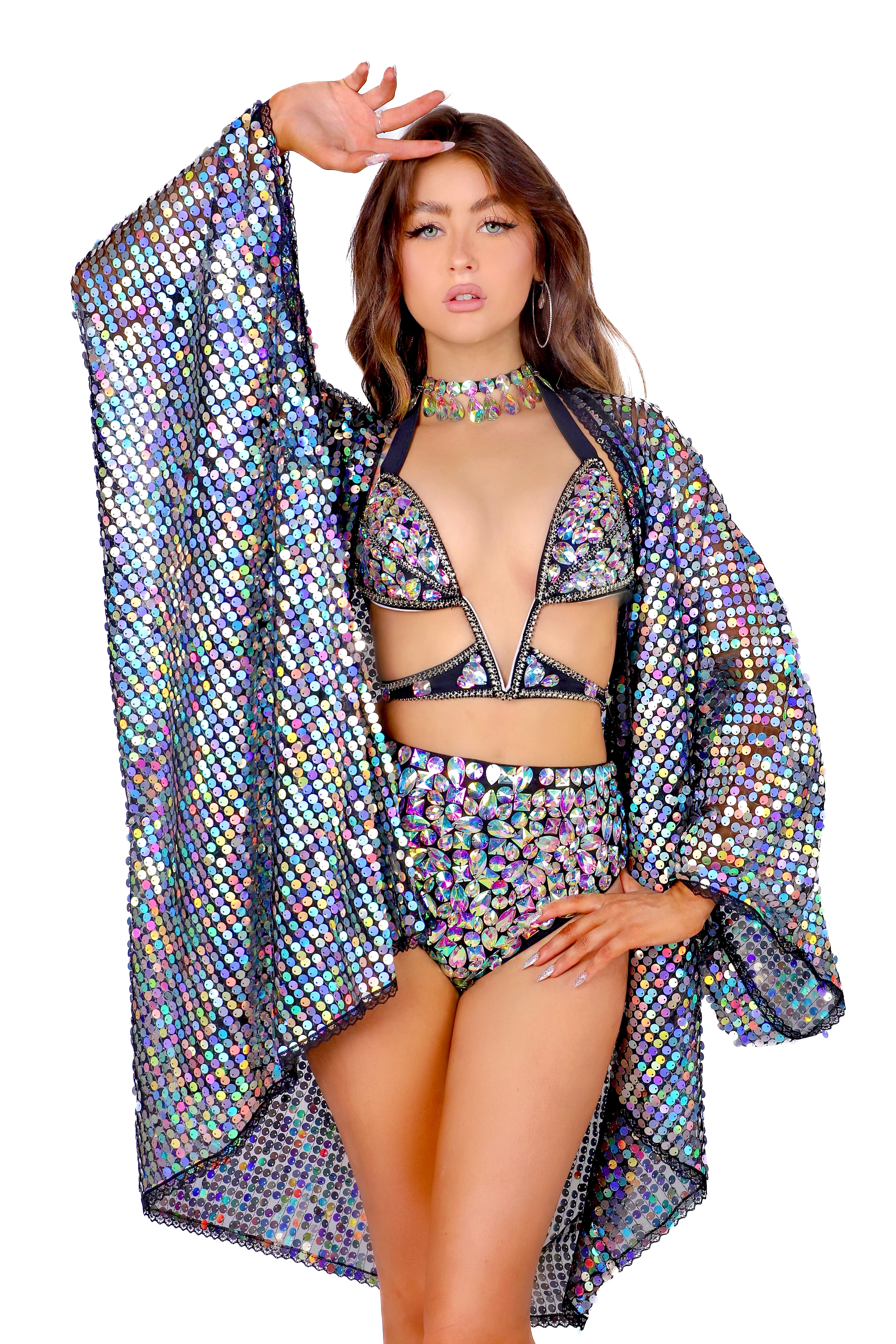 FULL OUTFIT- Black Holographic Diva (4 pcs)