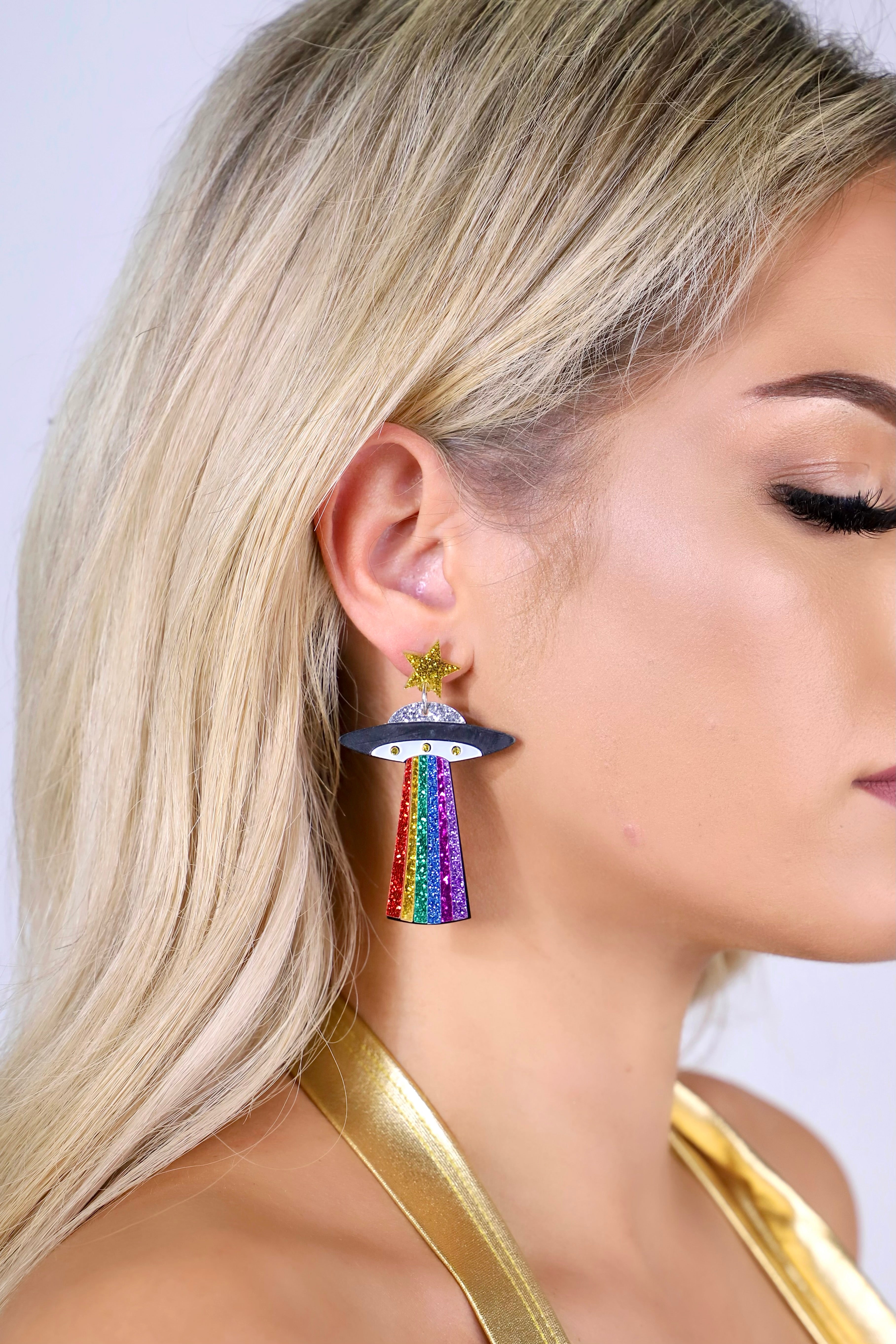 Rainbow Alien Earrings
