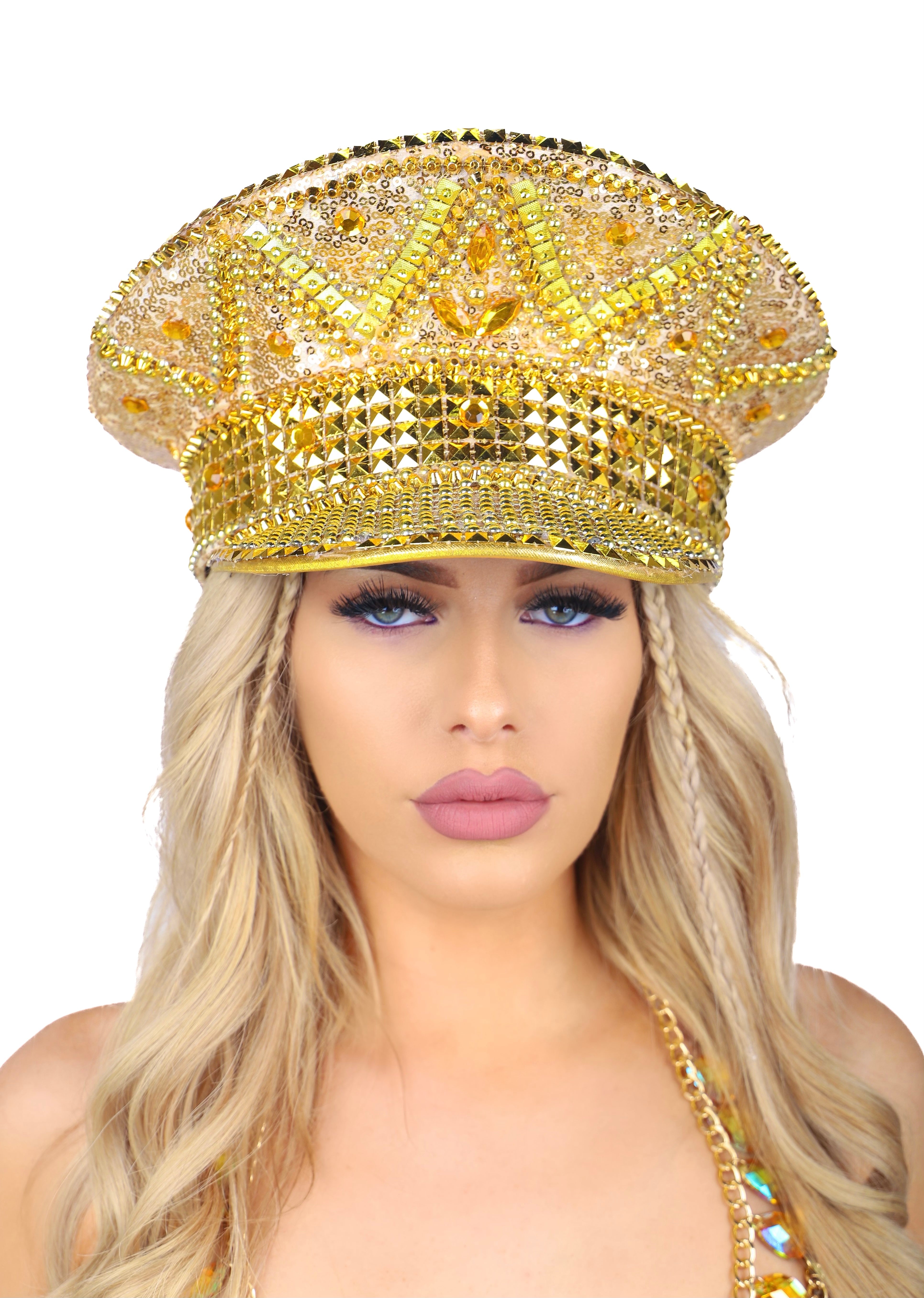 Amber Rhinestone Festival Hat