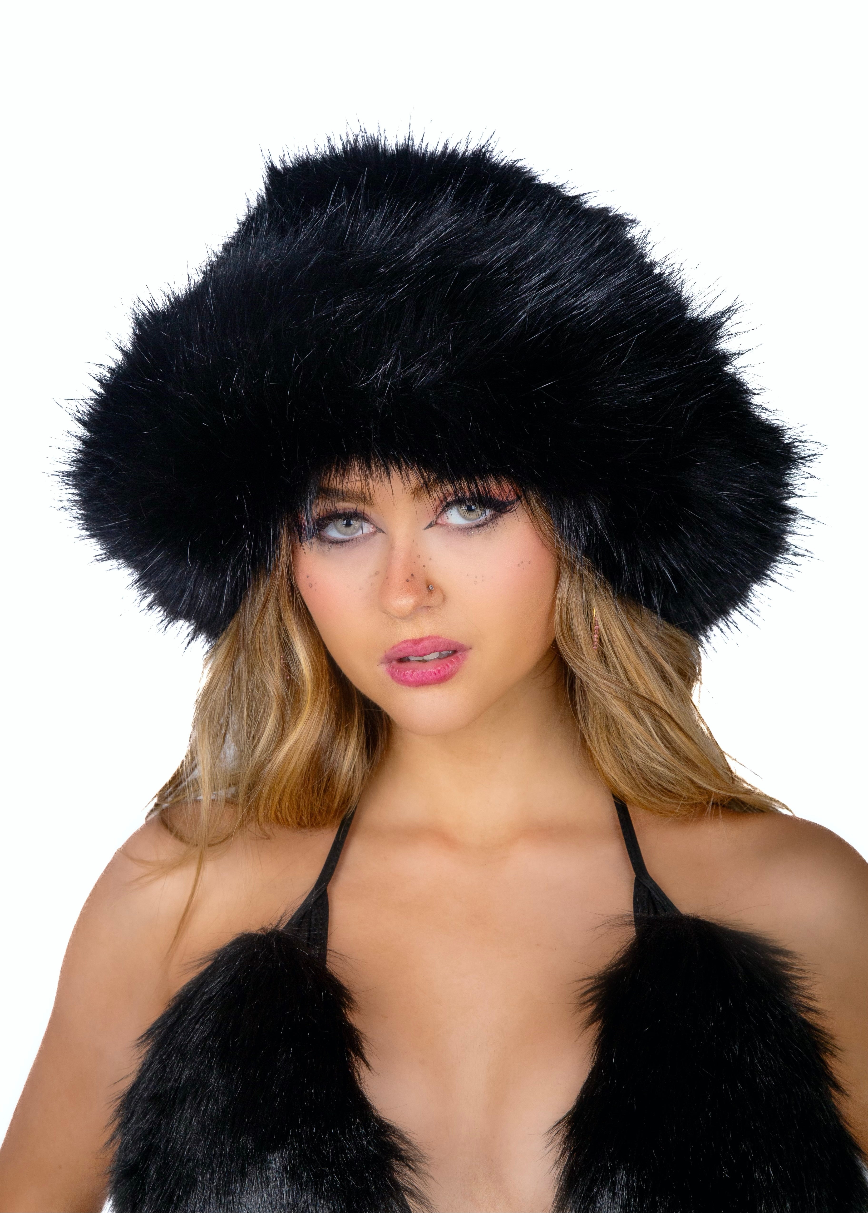 Black Fuzzy Hat