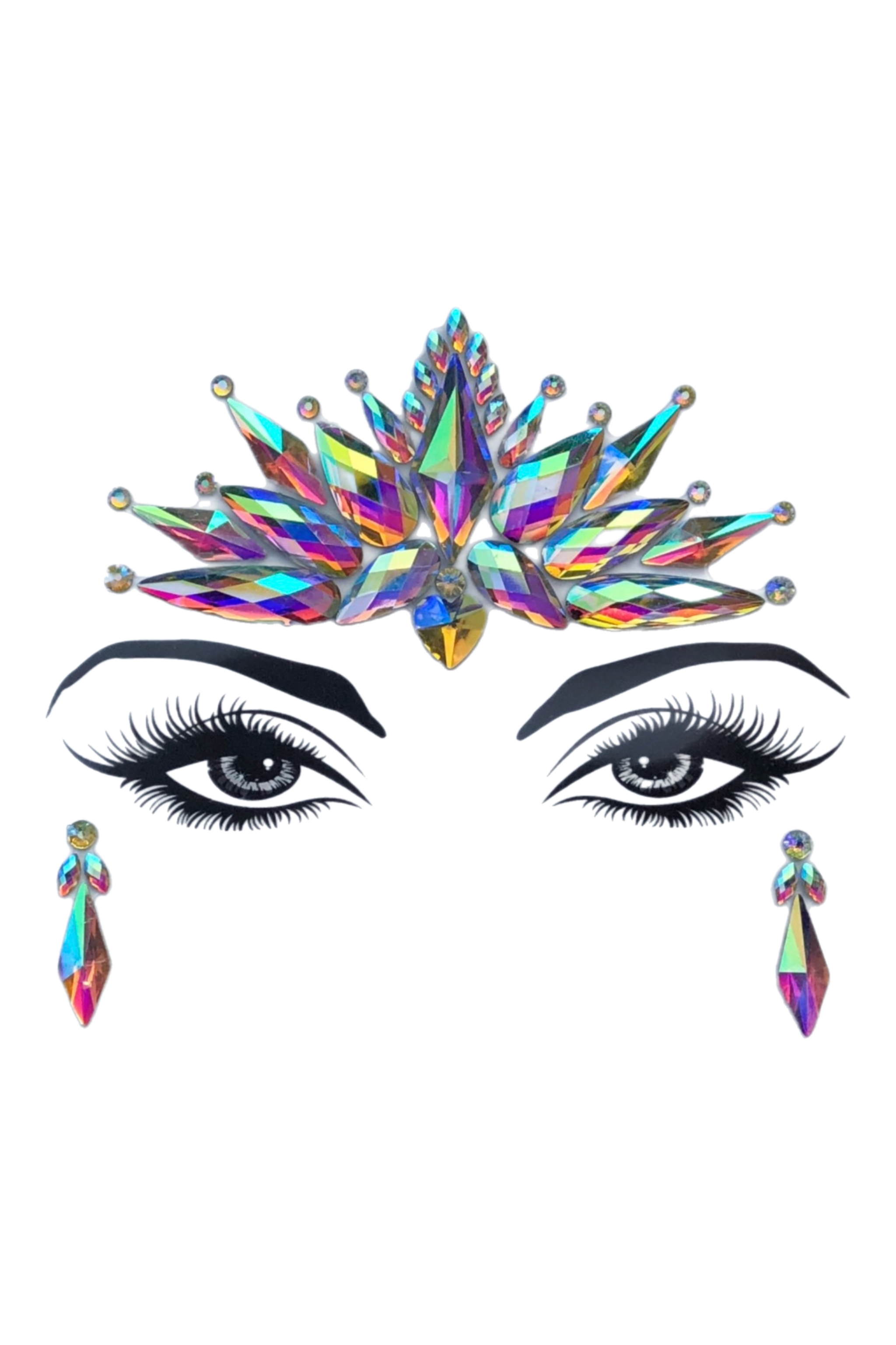 Iridescent Heart Rhinestone Crystal Face Jewels