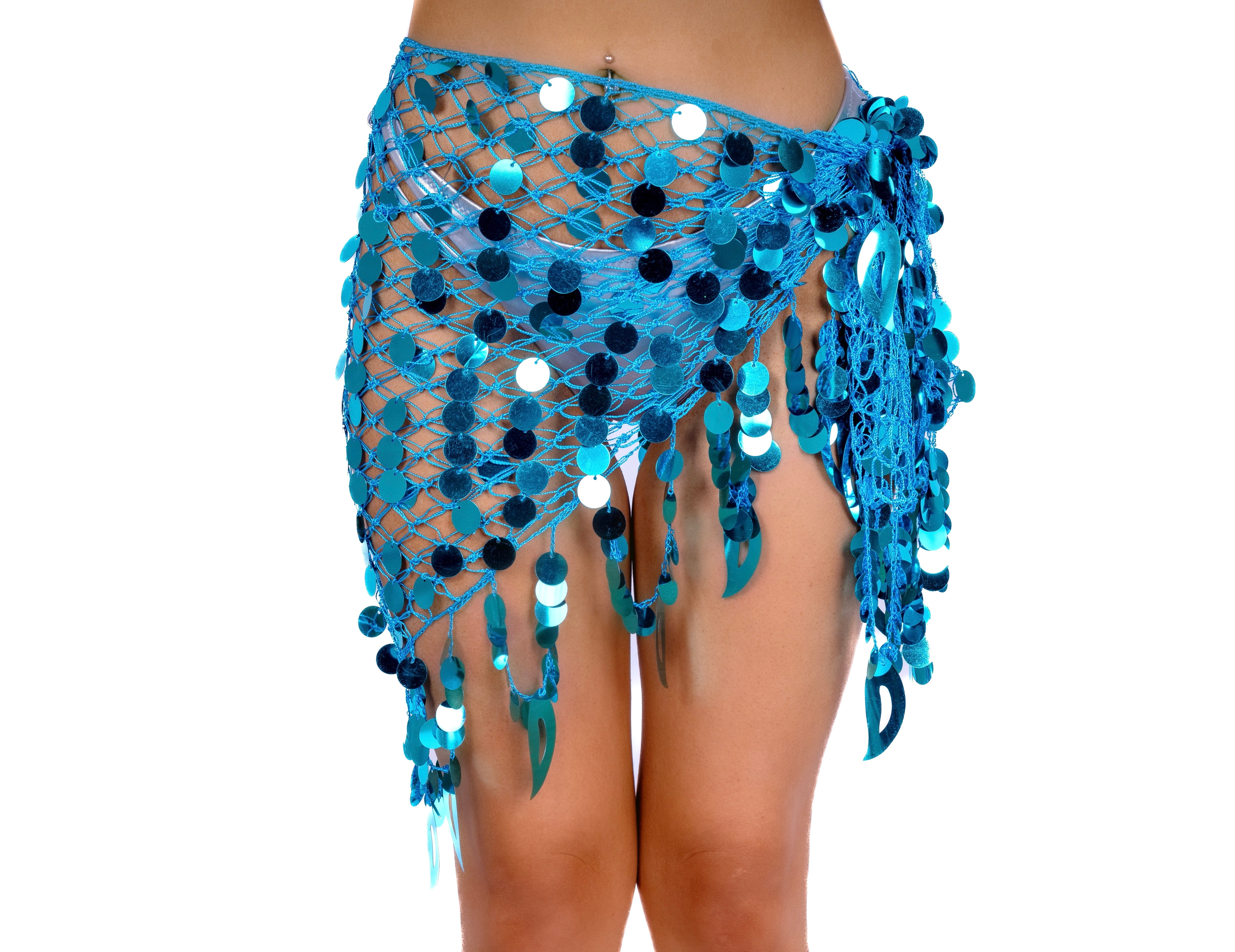 Aqua Sequin Wrap Skirt