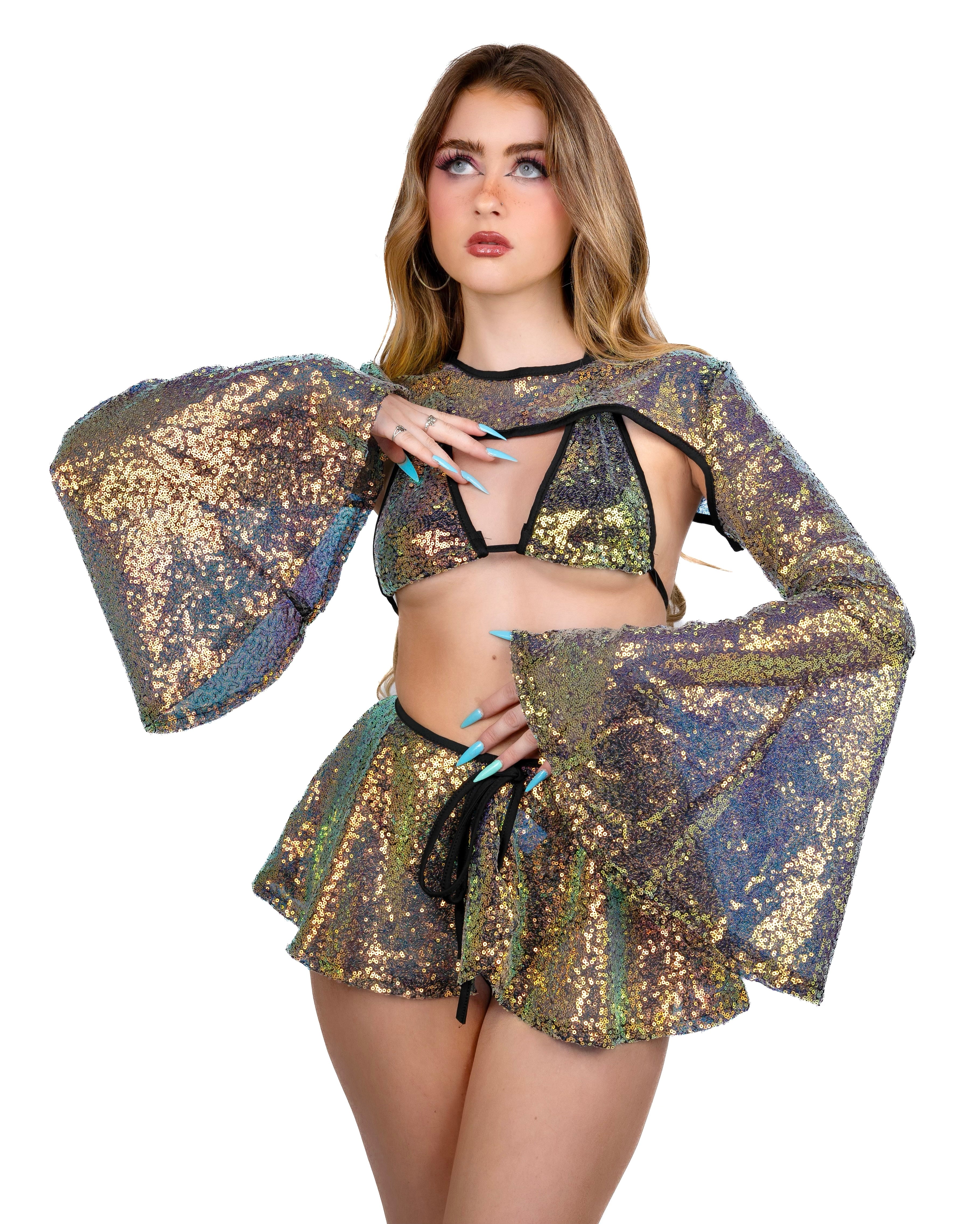 FULL OUTFIT- Sapphire Goddess Sequin Set