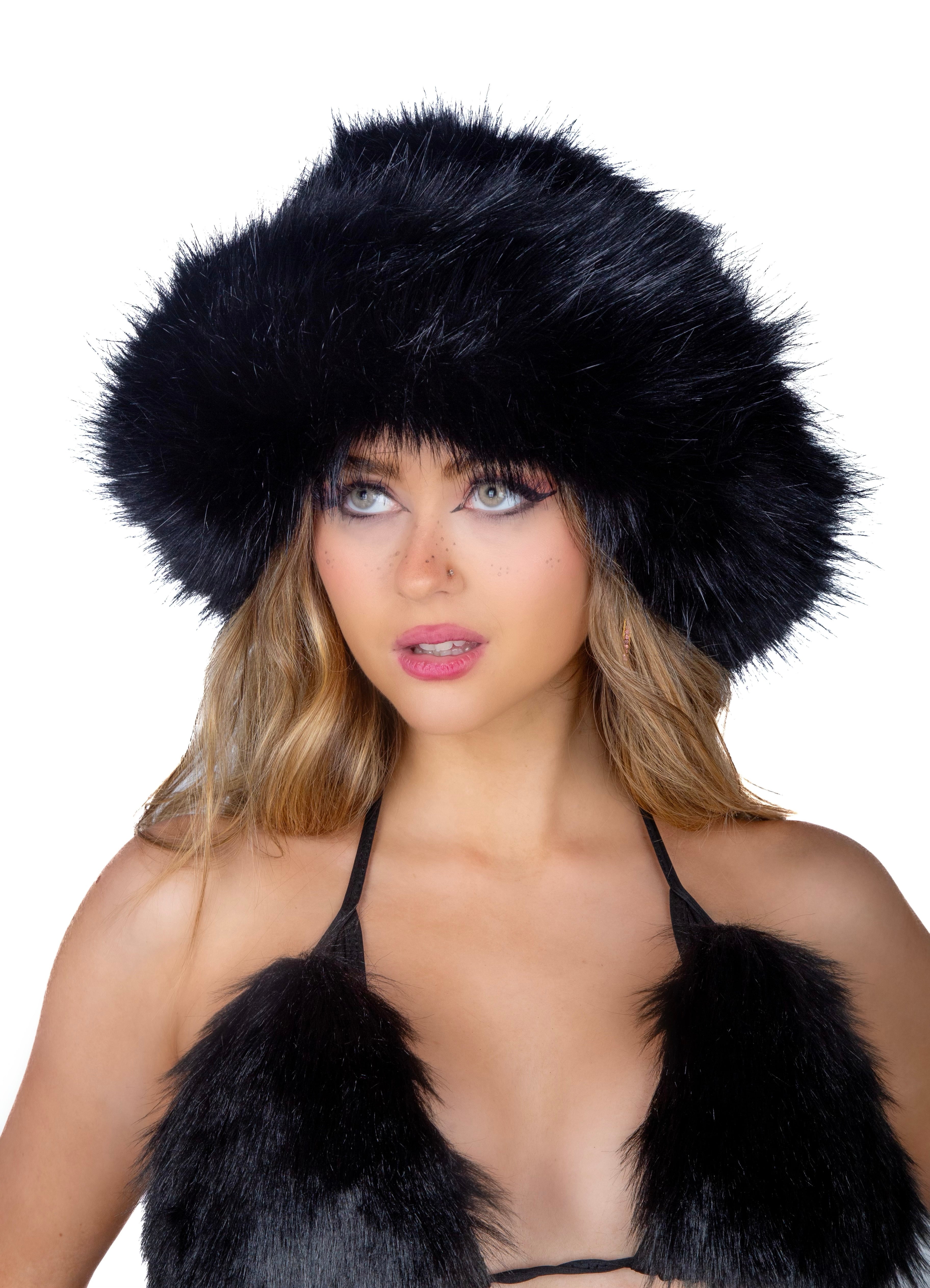 Black Fuzzy Hat