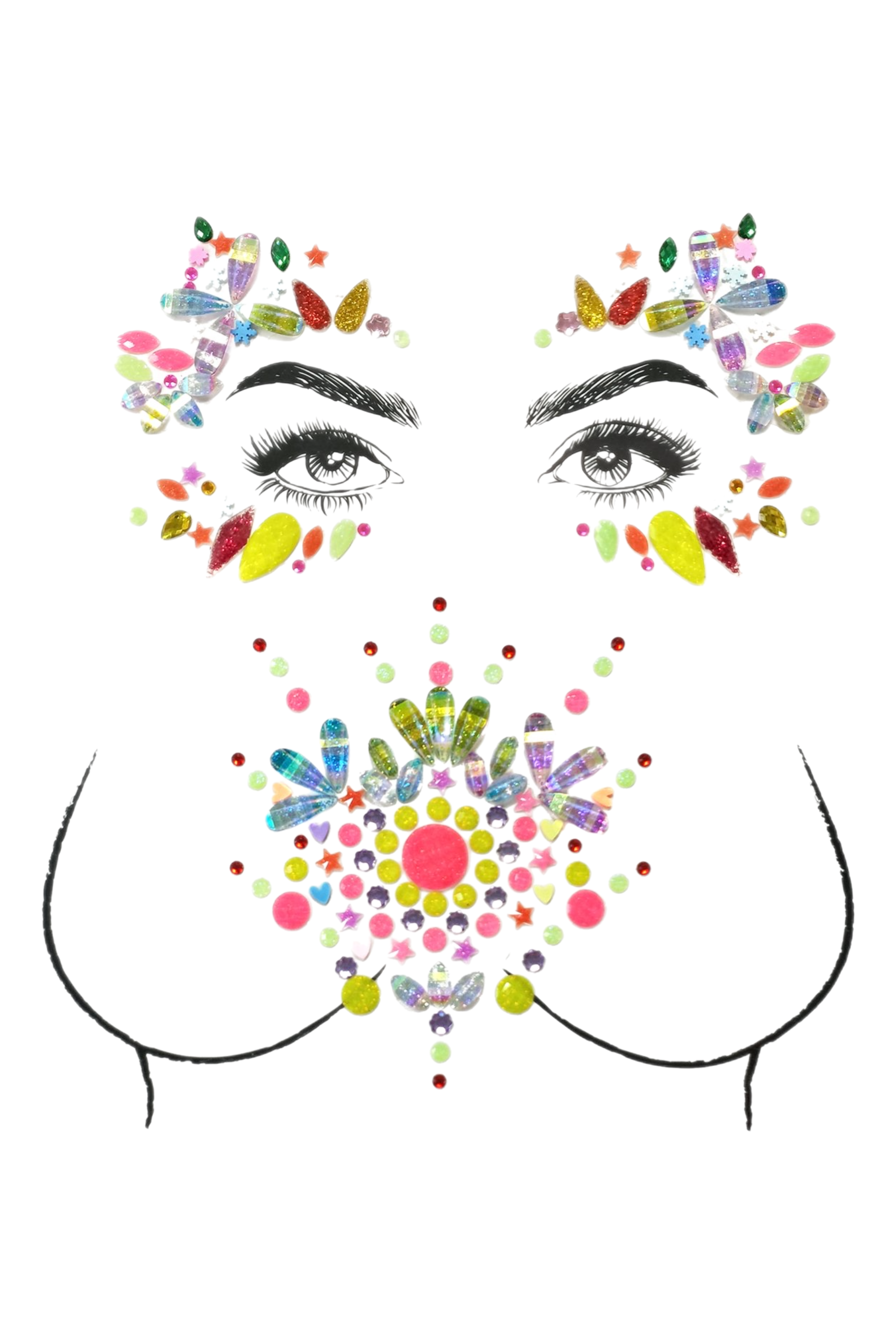 Rhinestone Crystal Face & Body Jewels Set