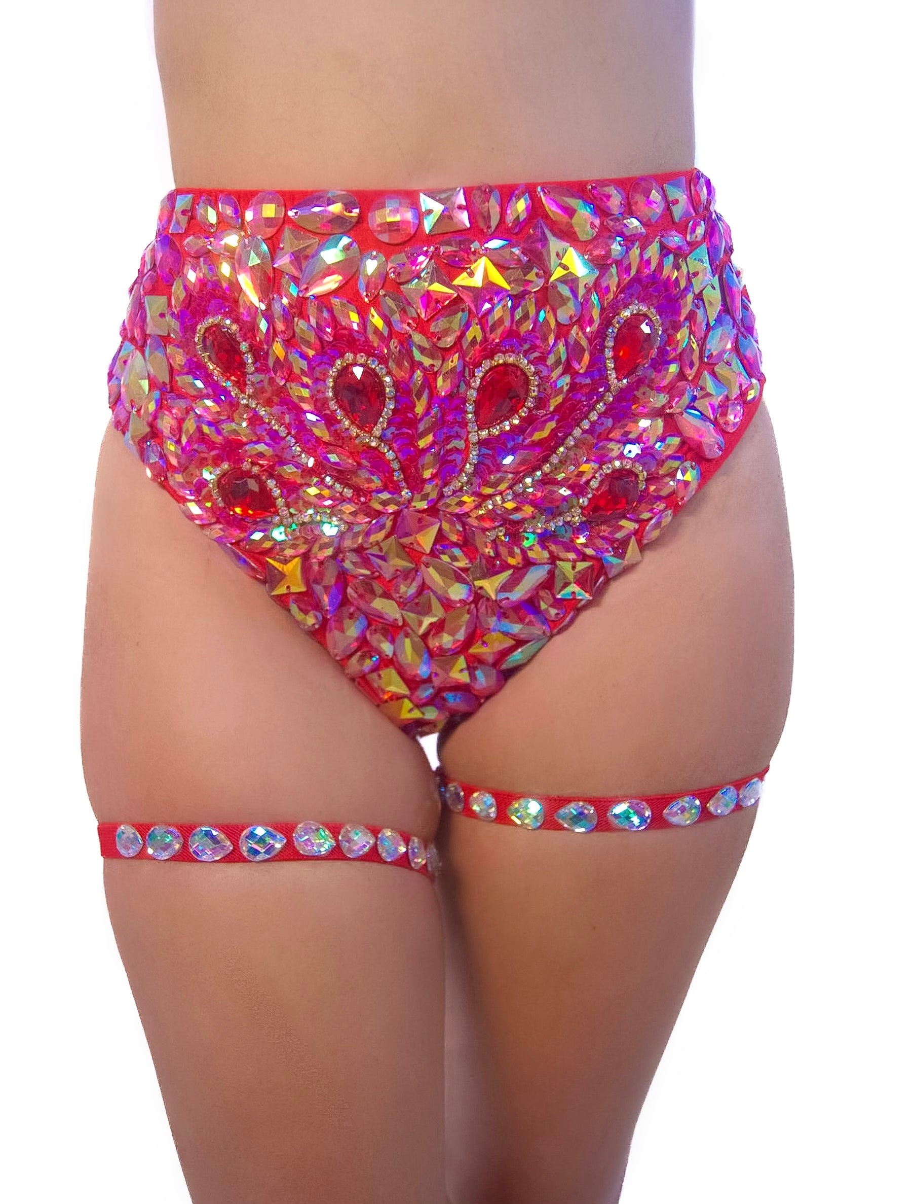 Classic Red Rhinestone Leg Wrap Set (2 pc)