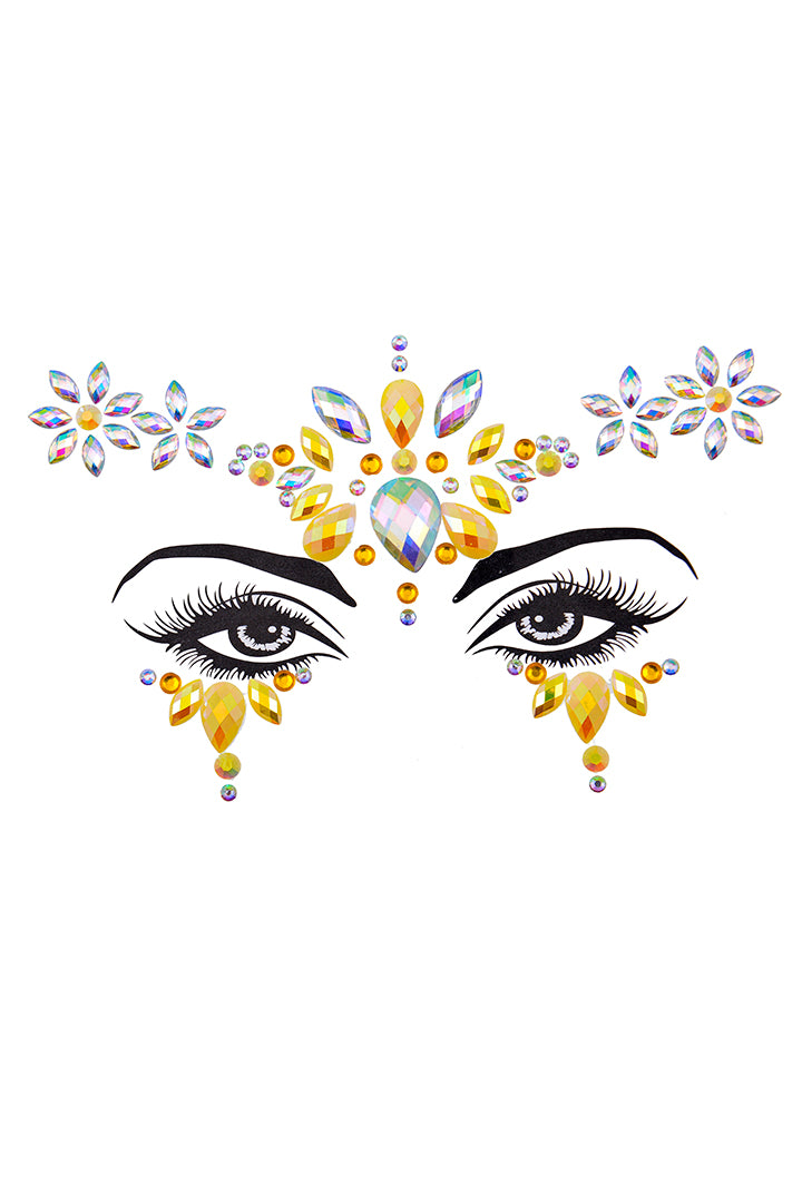 Yellow Daisy Rhinestone Crystal Face Jewels