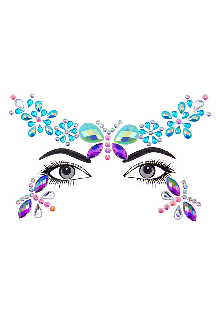 Blue Butterfly Rhinestone Crystal Face Jewels