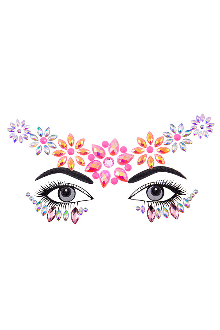 Pink Daisy Rhinestone Crystal Face Jewels