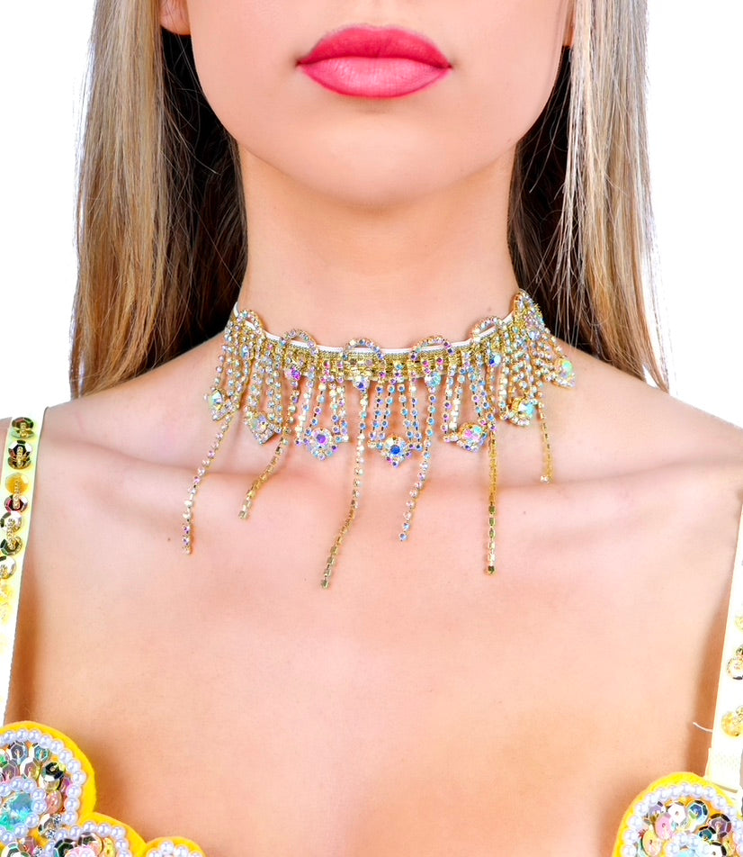 Gold Empress Rhinestone Necklace